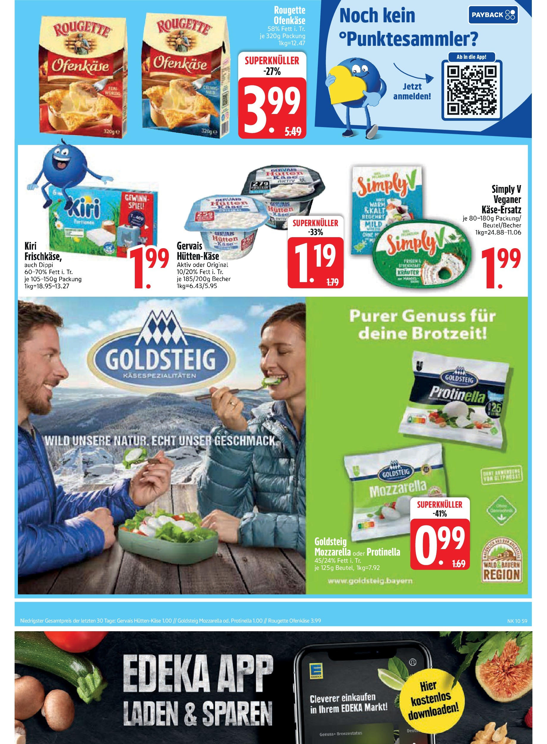 Edeka - Vilgertshofen-Issing, Hirschberg 1 (ab 03.03.2025) » Angebote Online | Seite: 9 | Produkte: Spiel, Mozzarella, Rougette ofenkase, Hüttenkäse