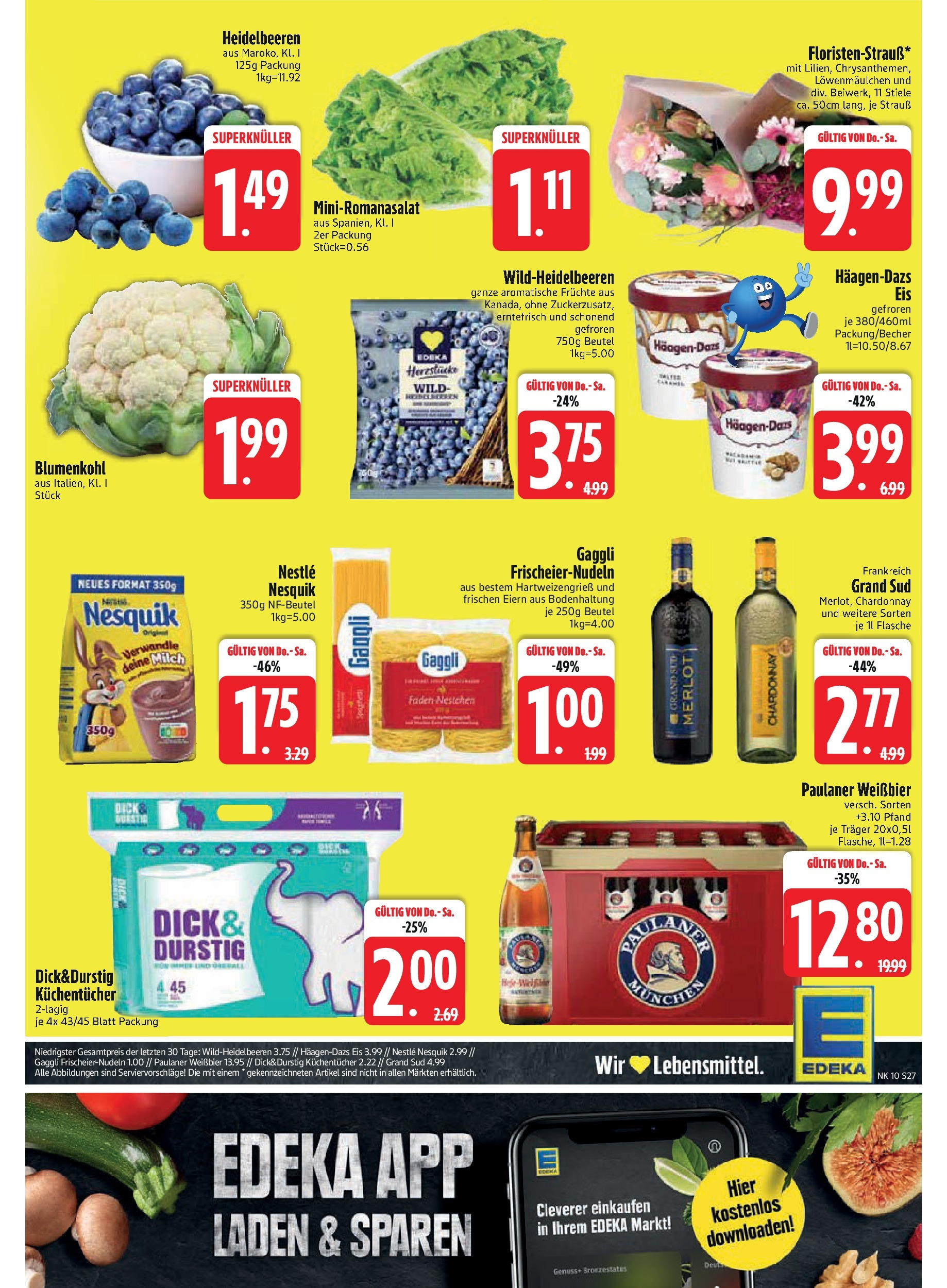 Edeka - Vilgertshofen-Issing, Hirschberg 1 (ab 03.03.2025) » Angebote Online | Seite: 27 | Produkte: Merlot, Heidelbeeren, Blumenkohl, Paulaner