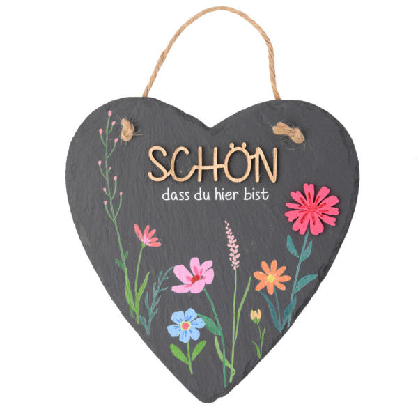 MH-Schieferschild Blumenmotiv