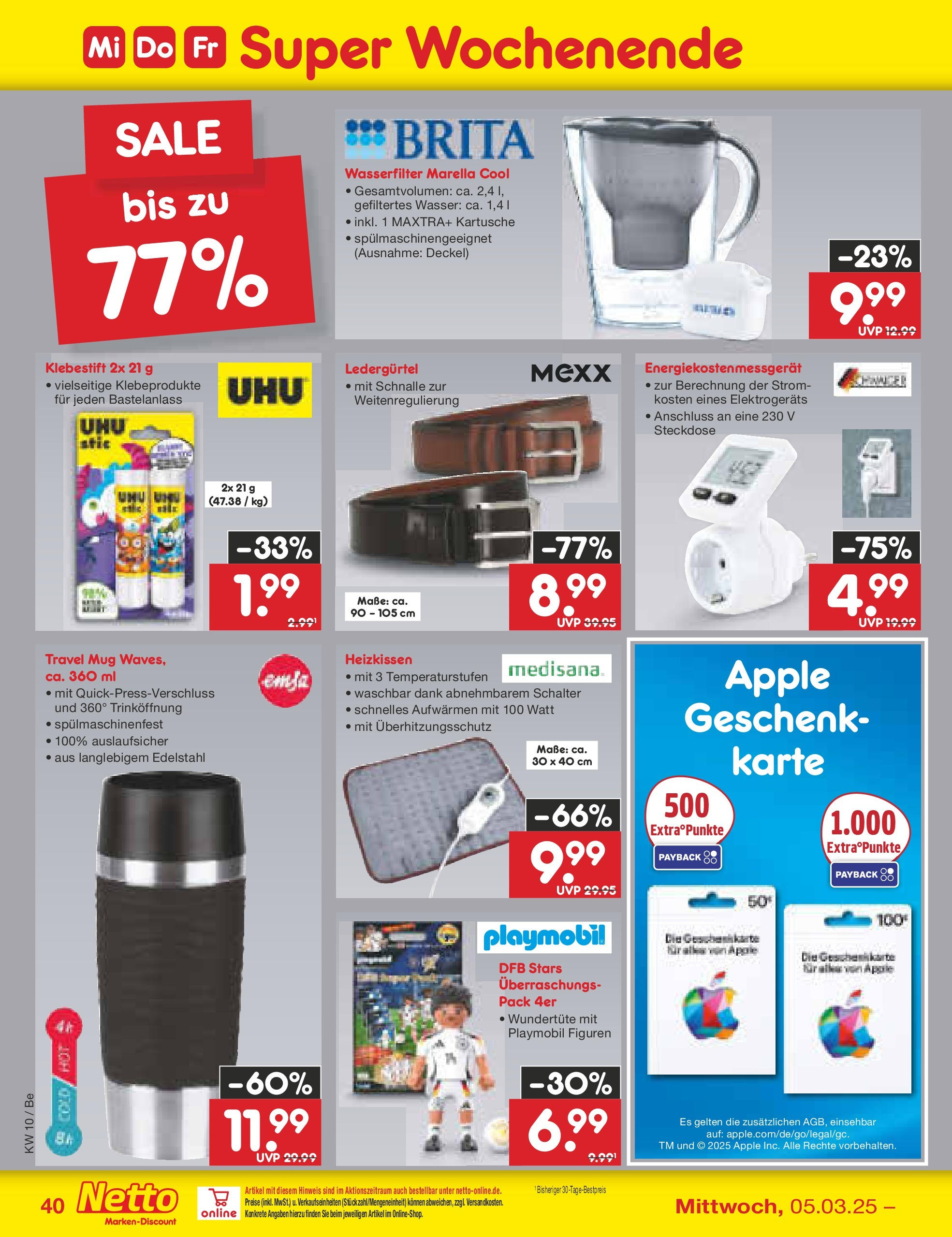 Netto Marken-Discount - Berlin-Spandau (ab 03.03.2025) » Angebote | Seite: 56 | Produkte: Steckdose, Apple, Wasser, Heizkissen