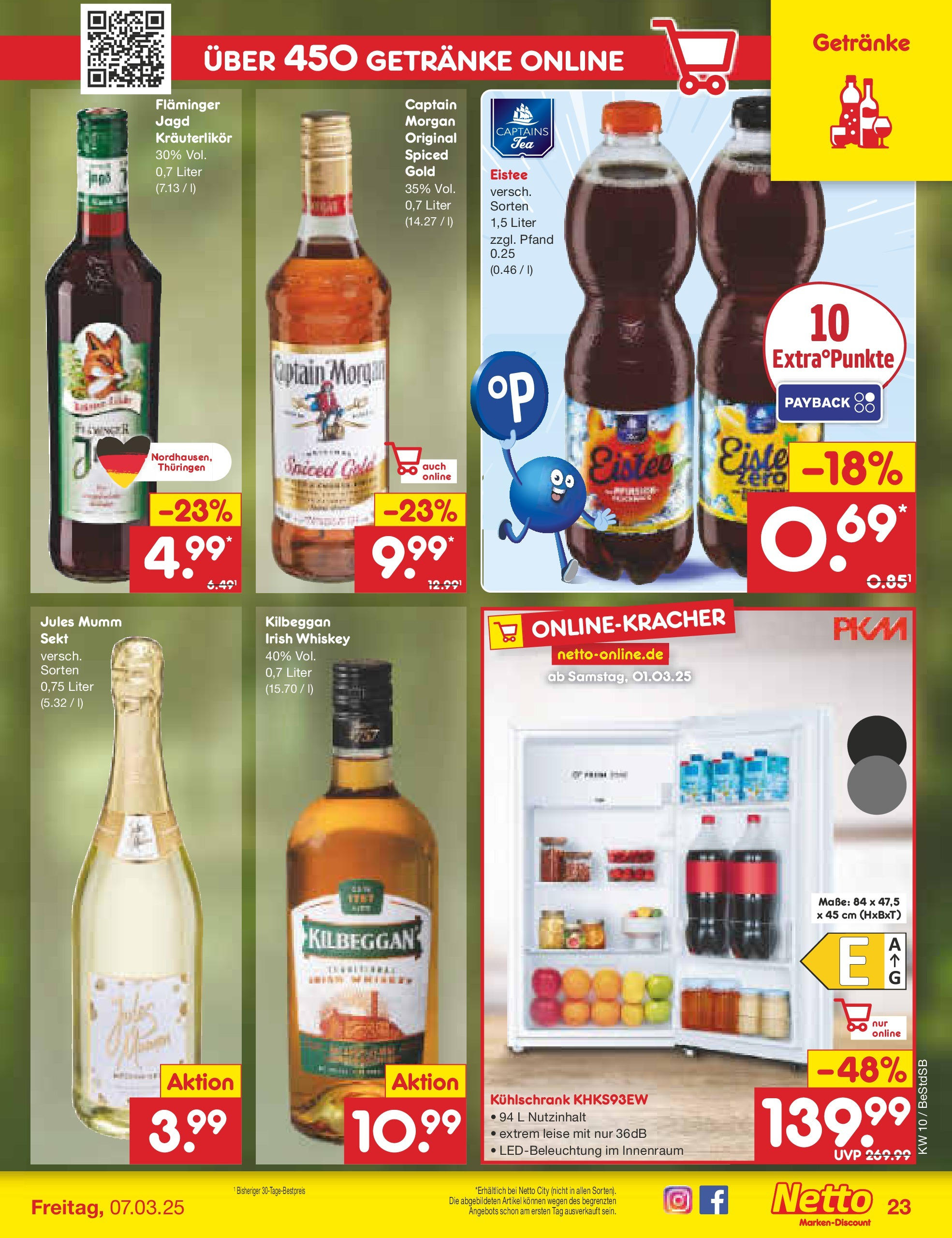 Netto Marken-Discount - Berlin-Spandau (ab 03.03.2025) » Angebote | Seite: 31 | Produkte: Sekt, Kühlschrank, Captain morgan, Whiskey