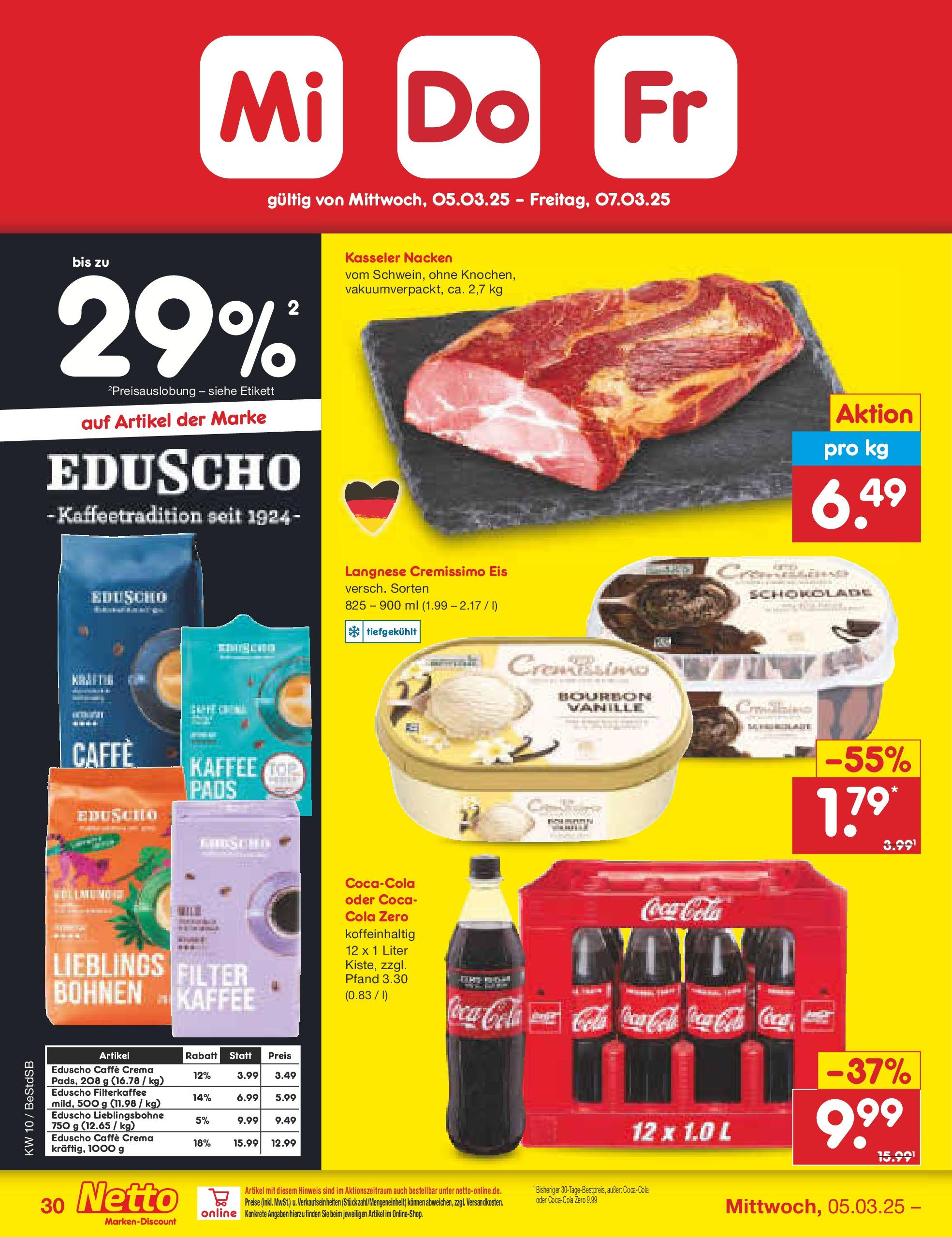 Netto Marken-Discount - Berlin-Spandau (ab 03.03.2025) » Angebote | Seite: 44 | Produkte: Langnese, Langnese cremissimo, Bourbon, Eduscho