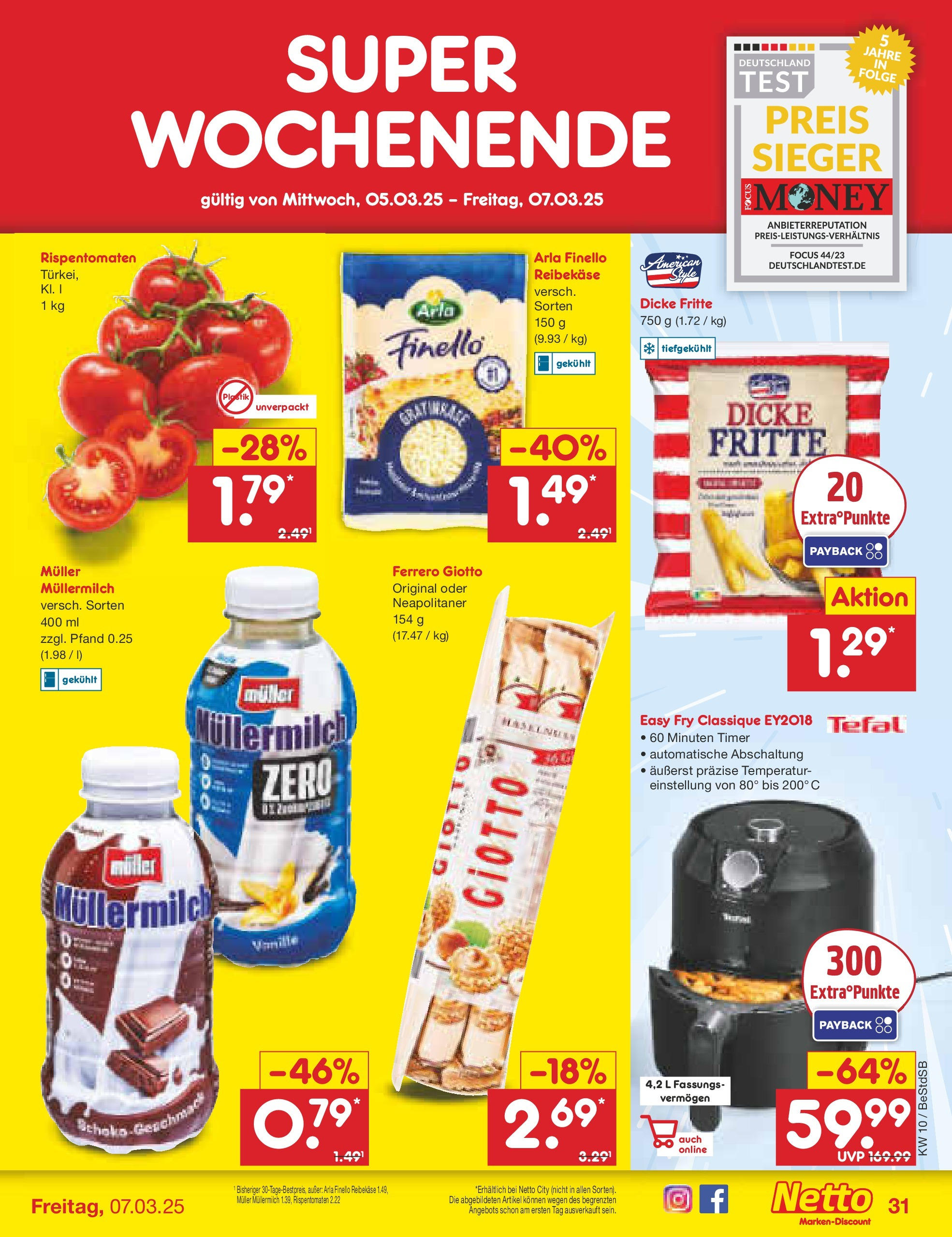 Netto Marken-Discount - Berlin-Spandau (ab 03.03.2025) » Angebote | Seite: 45 | Produkte: Müllermilch, Reibekase, Muller mullermilch