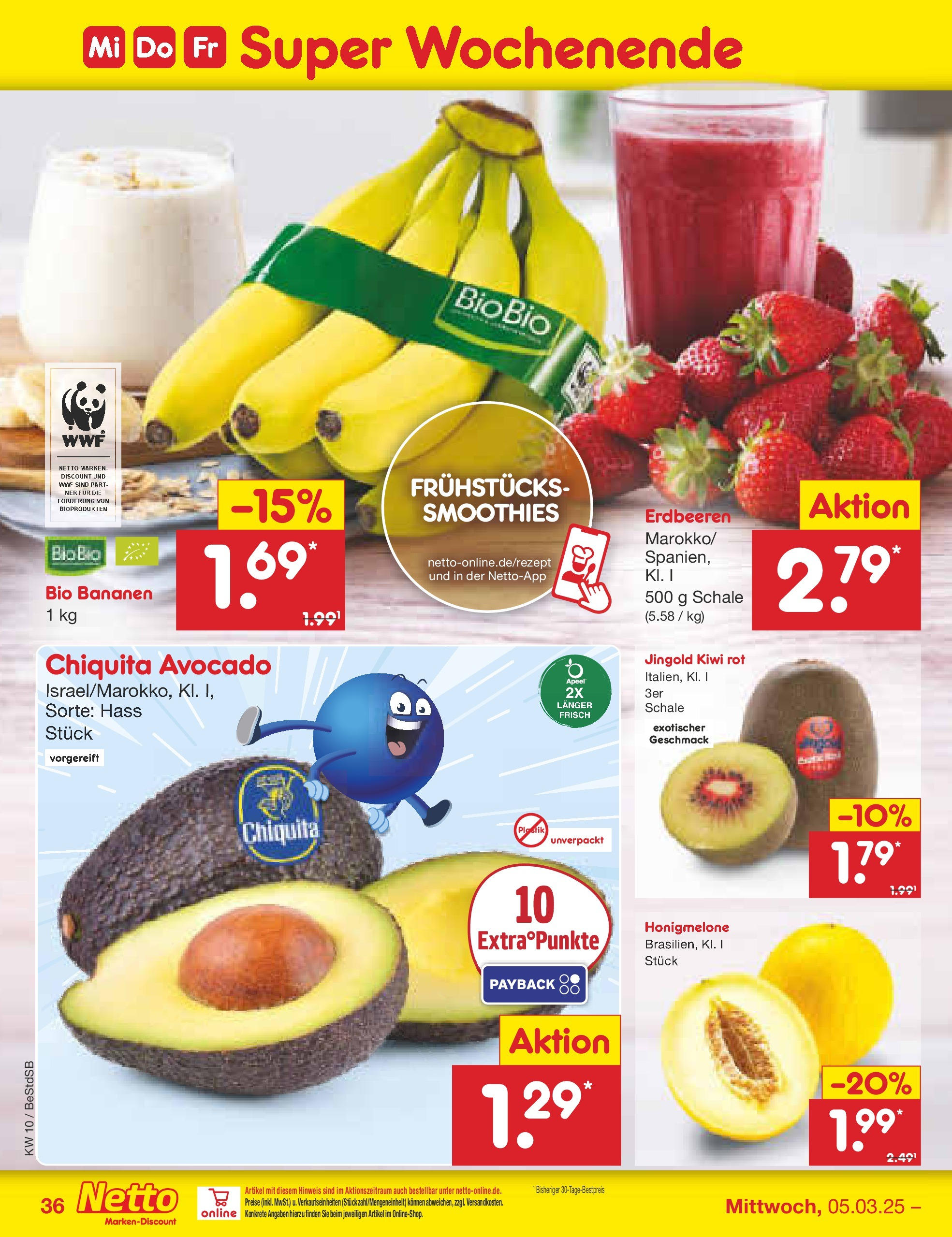 Netto Marken-Discount - Berlin-Spandau (ab 03.03.2025) » Angebote | Seite: 50 | Produkte: Honigmelone, Avocado, Erdbeeren, Kiwi