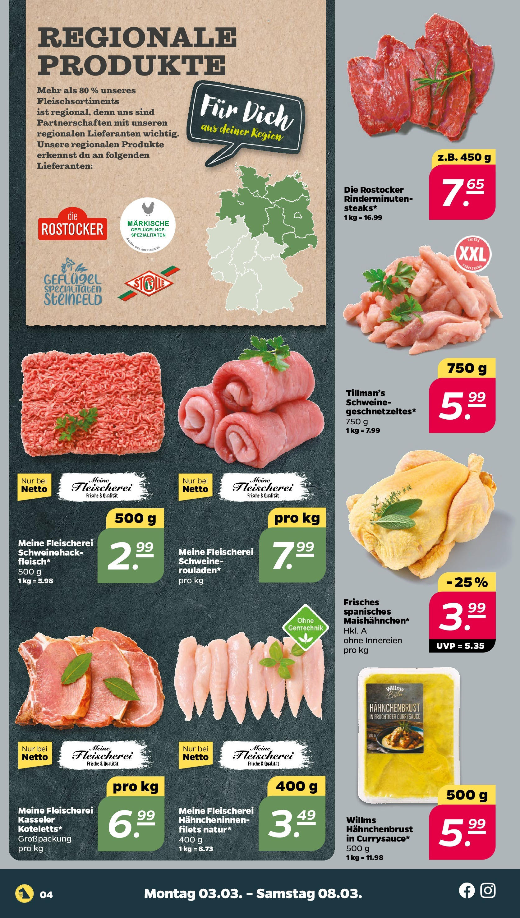 Netto Prospekt 	 ab 03.03.2025 → Angebote nächste Woche | Seite: 4 | Produkte: Hahnchenbrust