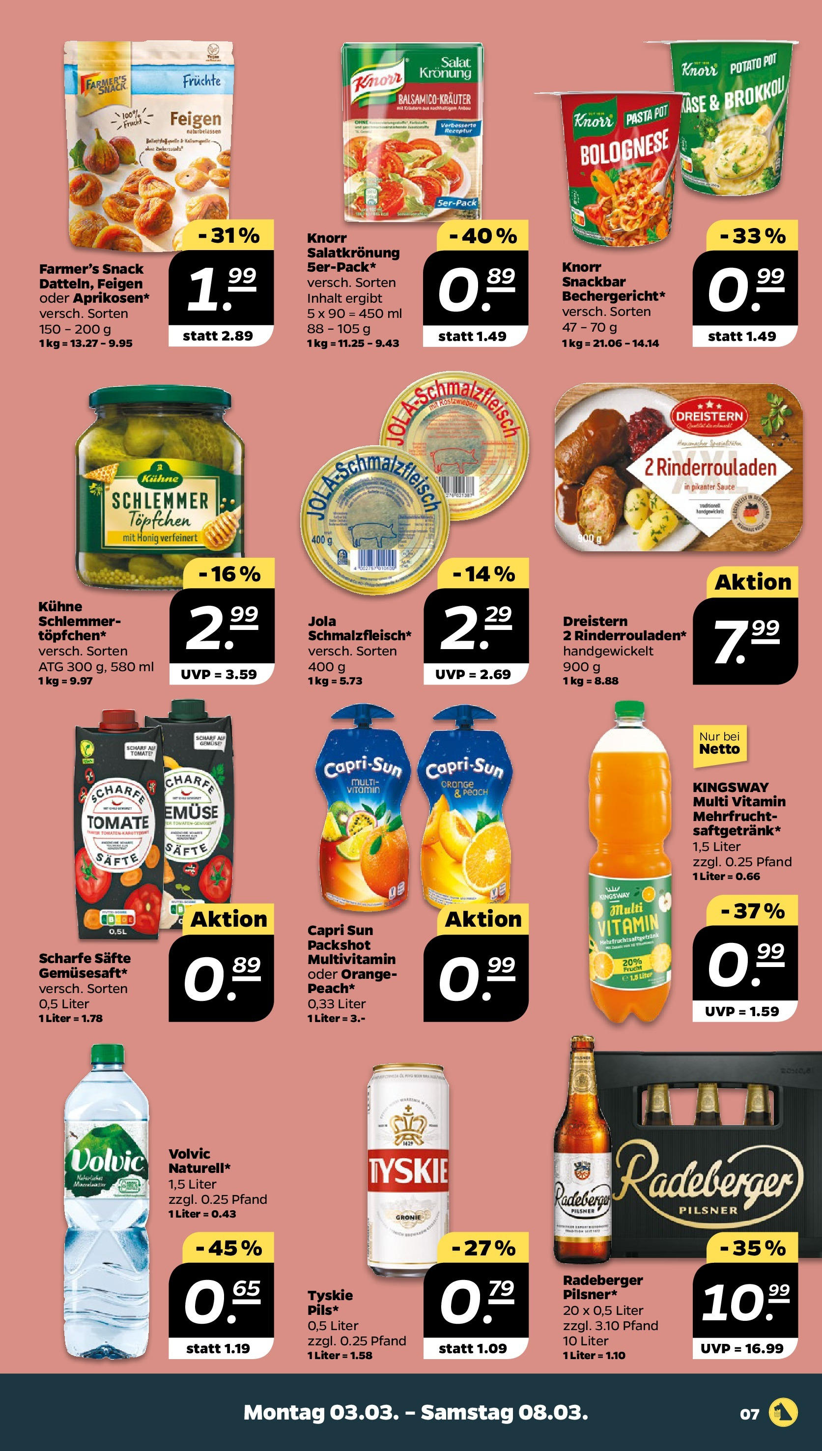 Netto Prospekt 	 ab 03.03.2025 → Angebote nächste Woche | Seite: 7 | Produkte: Rinderrouladen, Knorr, Gemüse, Brokkoli