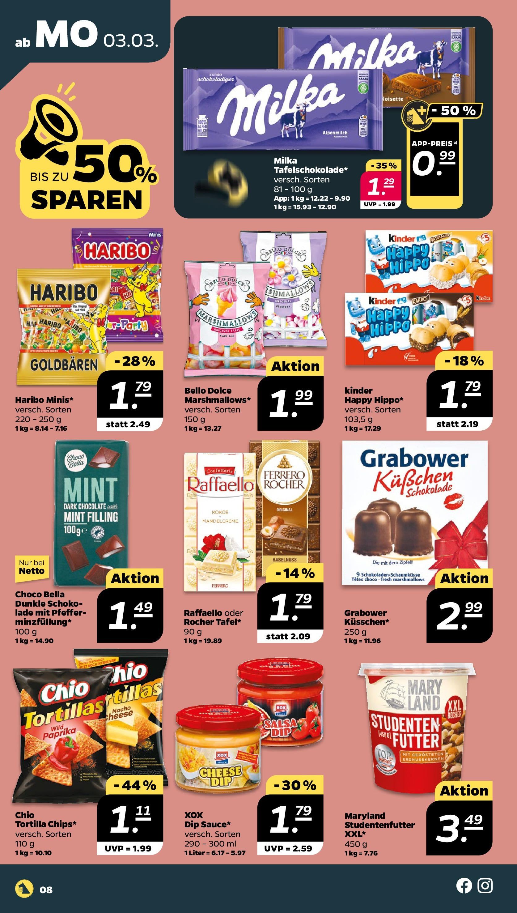 Netto Prospekt 	 ab 03.03.2025 → Angebote nächste Woche | Seite: 8 | Produkte: Raffaello, Milka, Paprika, Pfeffer