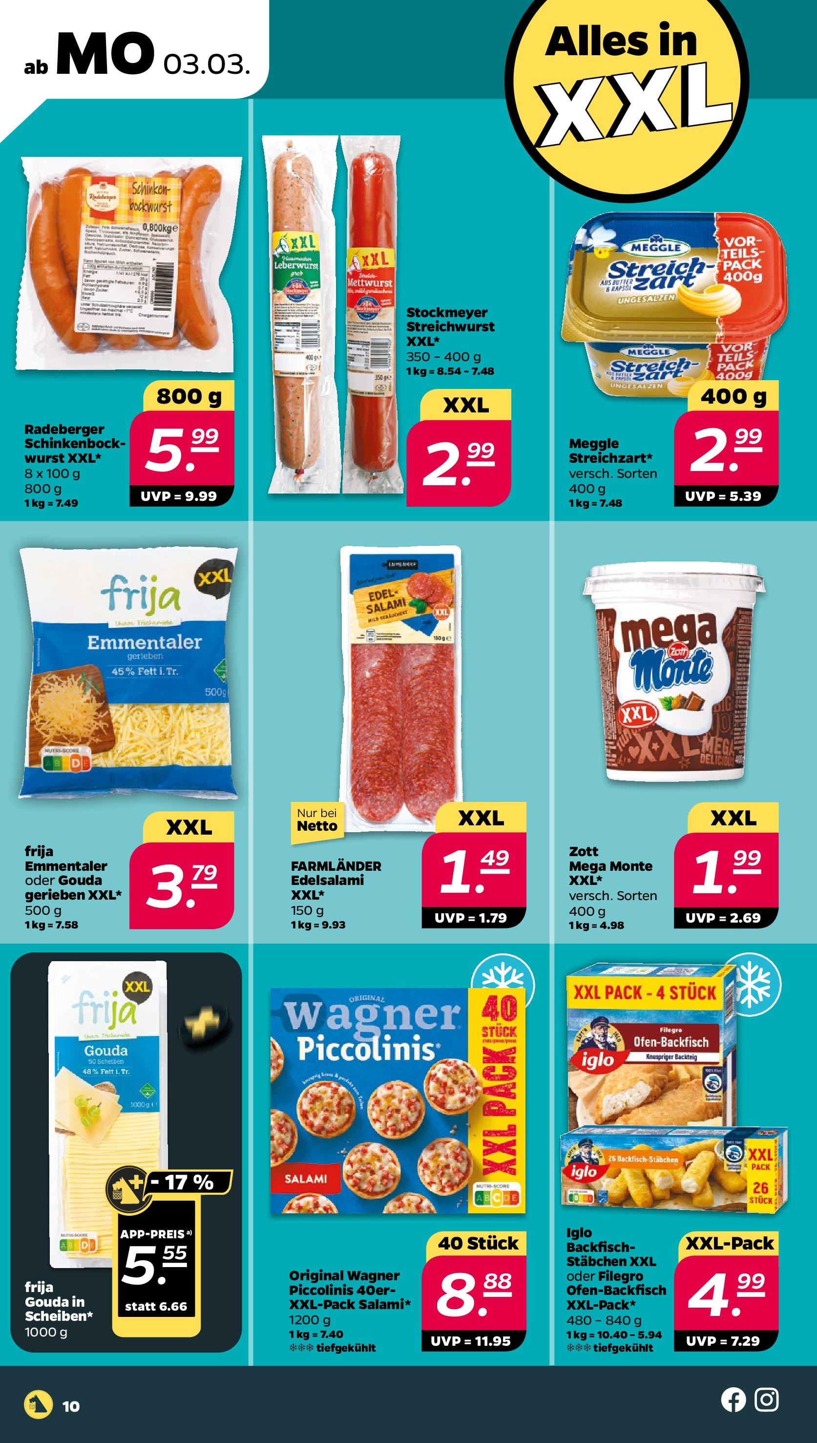 Netto Prospekt 	 ab 03.03.2025 → Angebote nächste Woche | Seite: 10 | Produkte: Bockwurst, Wurst, Piccolinis, Salami