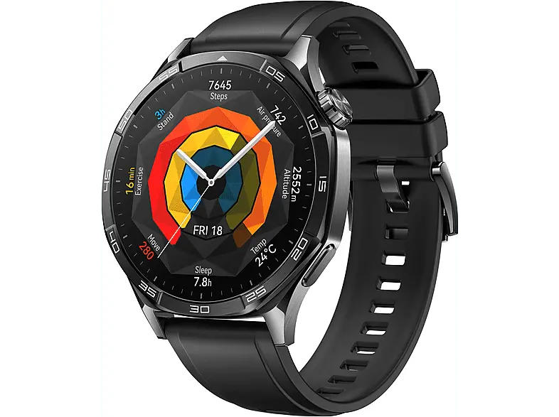 Huawei watch GT 5 46 mm, Schwarzes Fluorelastomer-Armband; Smart Watch