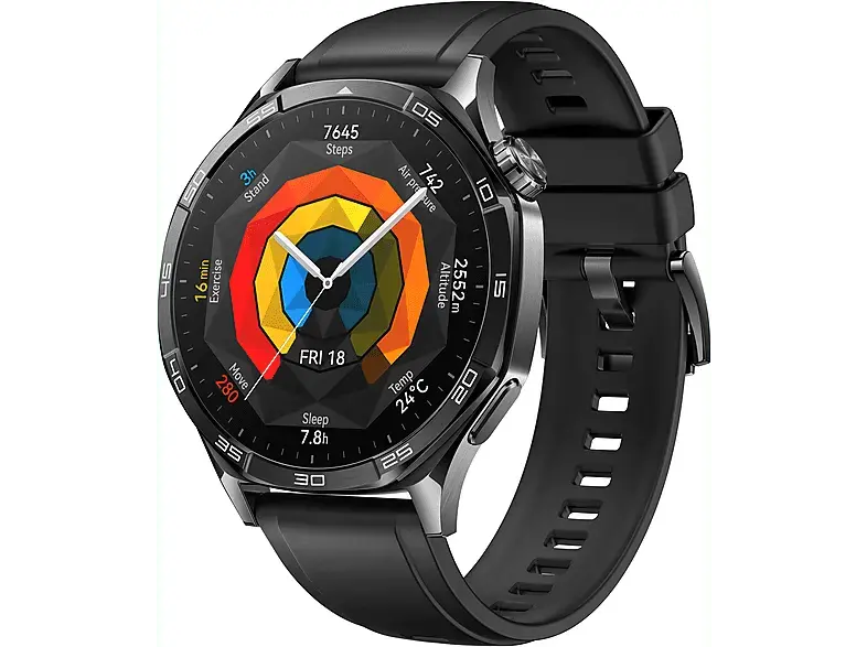 Huawei watch GT 5 46 mm, Schwarzes Fluorelastomer-Armband; Smart Watch