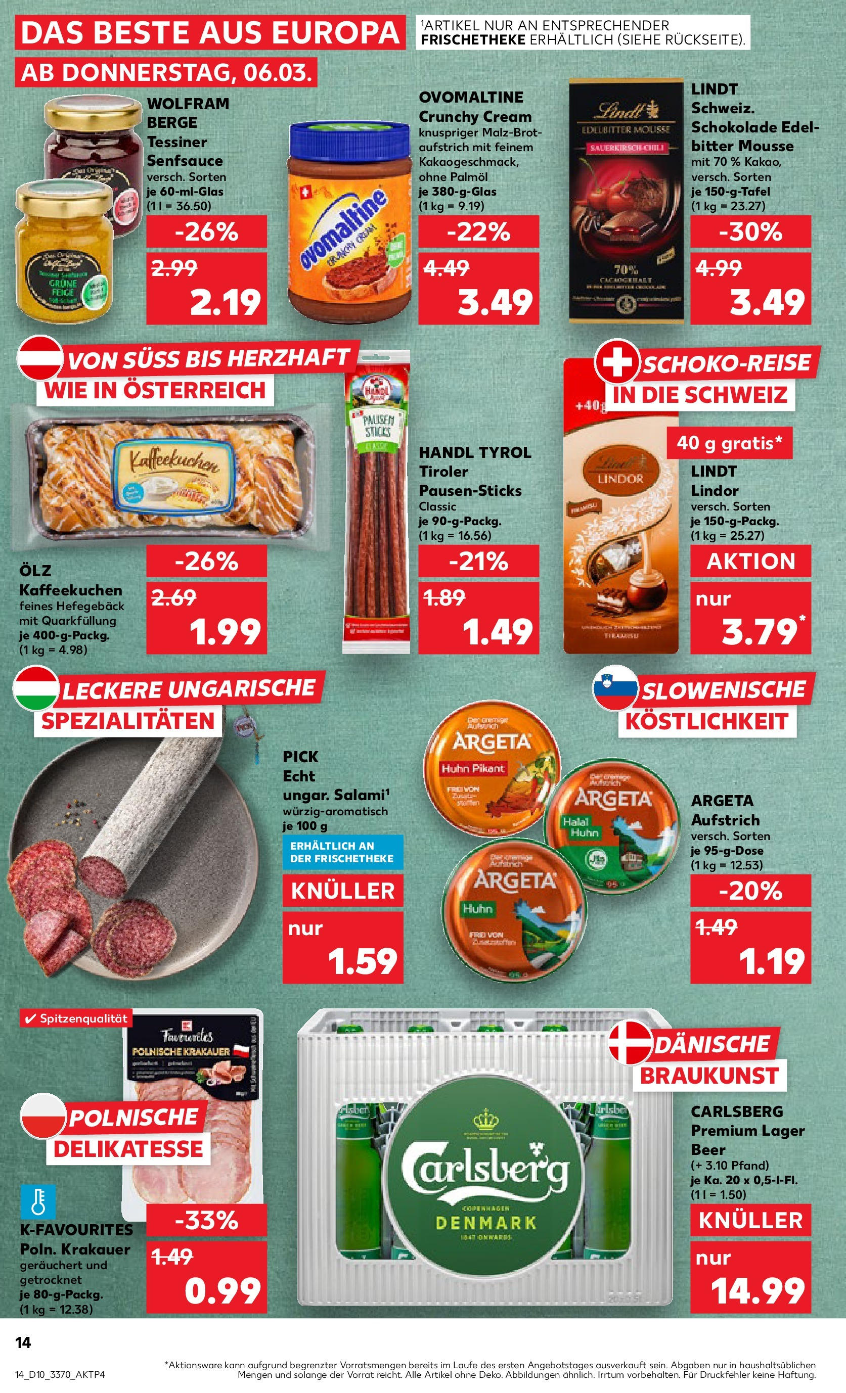 Kaufland - Prenzlau, Georg-Dreke-Ring 60 (ab 06.03.2025) » Angebote Online zum Blättern | Seite: 14 | Produkte: Ovomaltine, Carlsberg, Schokolade, Lindt