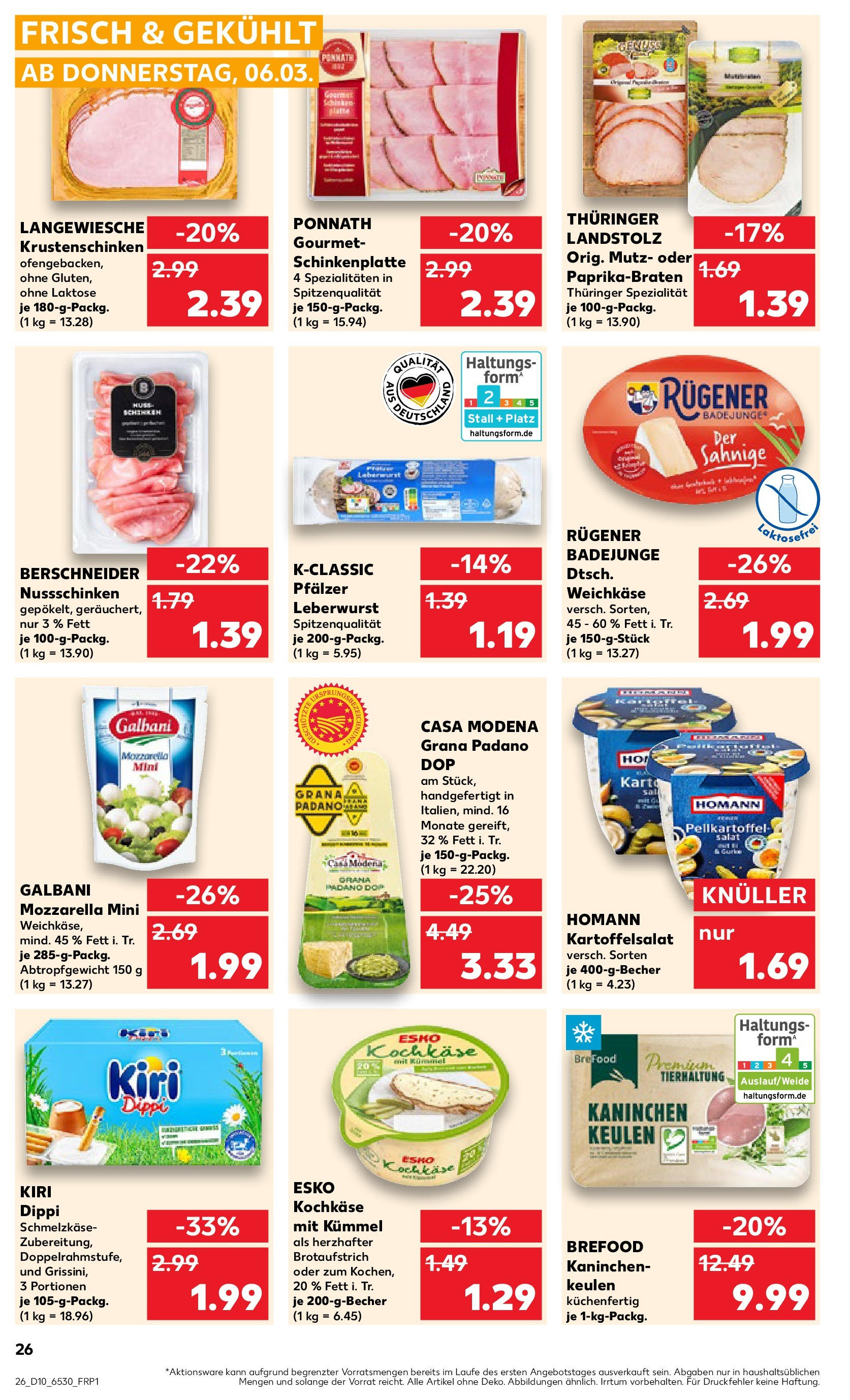 Kaufland - Prenzlau, Georg-Dreke-Ring 60 (ab 06.03.2025) » Angebote Online zum Blättern | Seite: 26 | Produkte: Käse, Kaninchen, Mozzarella, Salat