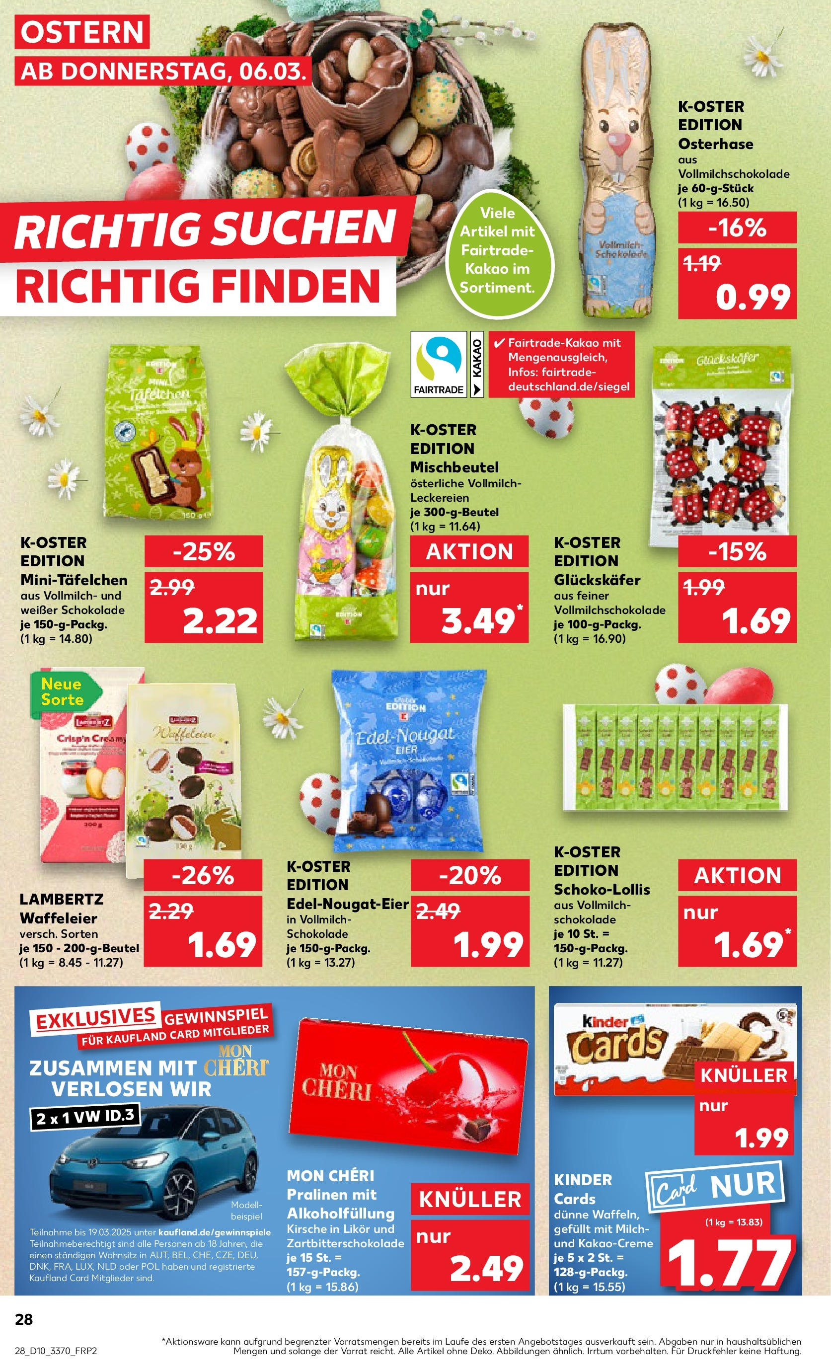 Kaufland - Prenzlau, Georg-Dreke-Ring 60 (ab 06.03.2025) » Angebote Online zum Blättern | Seite: 28 | Produkte: Milch, Schokolade, Waffeln, Mon cheri