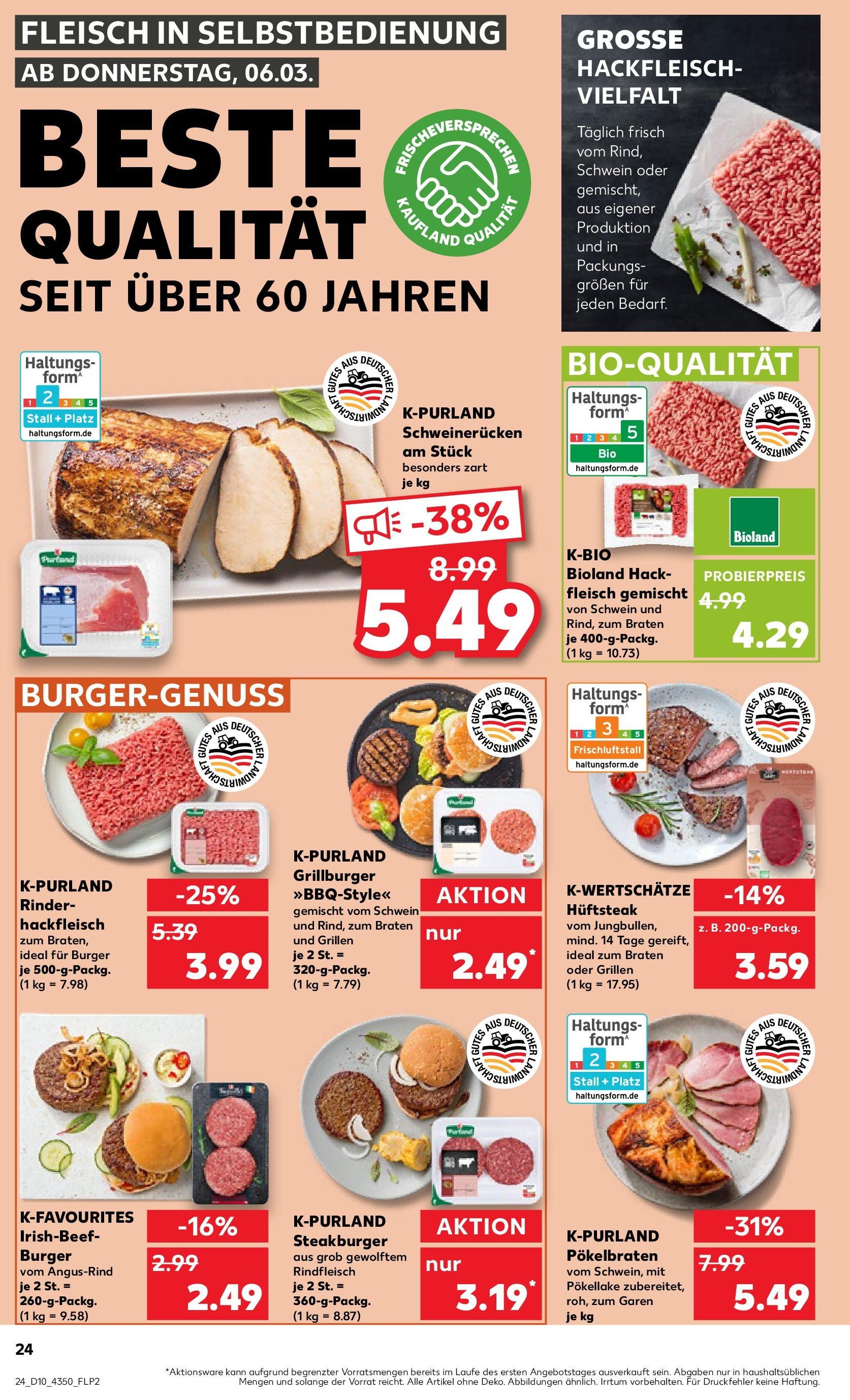 Kaufland - Prenzlau, Georg-Dreke-Ring 60 (ab 06.03.2025) » Angebote Online zum Blättern | Seite: 24 | Produkte: Burger, Schweinerucken, Steak, Hackfleisch