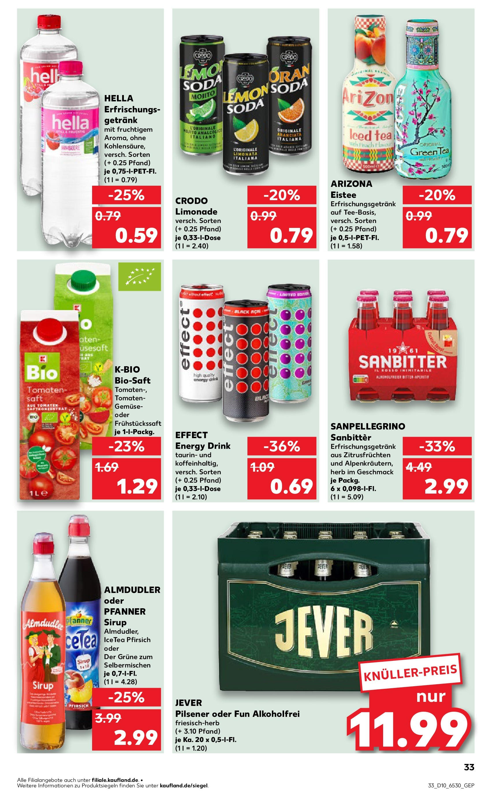 Kaufland - Prenzlau, Georg-Dreke-Ring 60 (ab 06.03.2025) » Angebote Online zum Blättern | Seite: 33 | Produkte: Limonade, Tomaten, Jever, Pfirsich