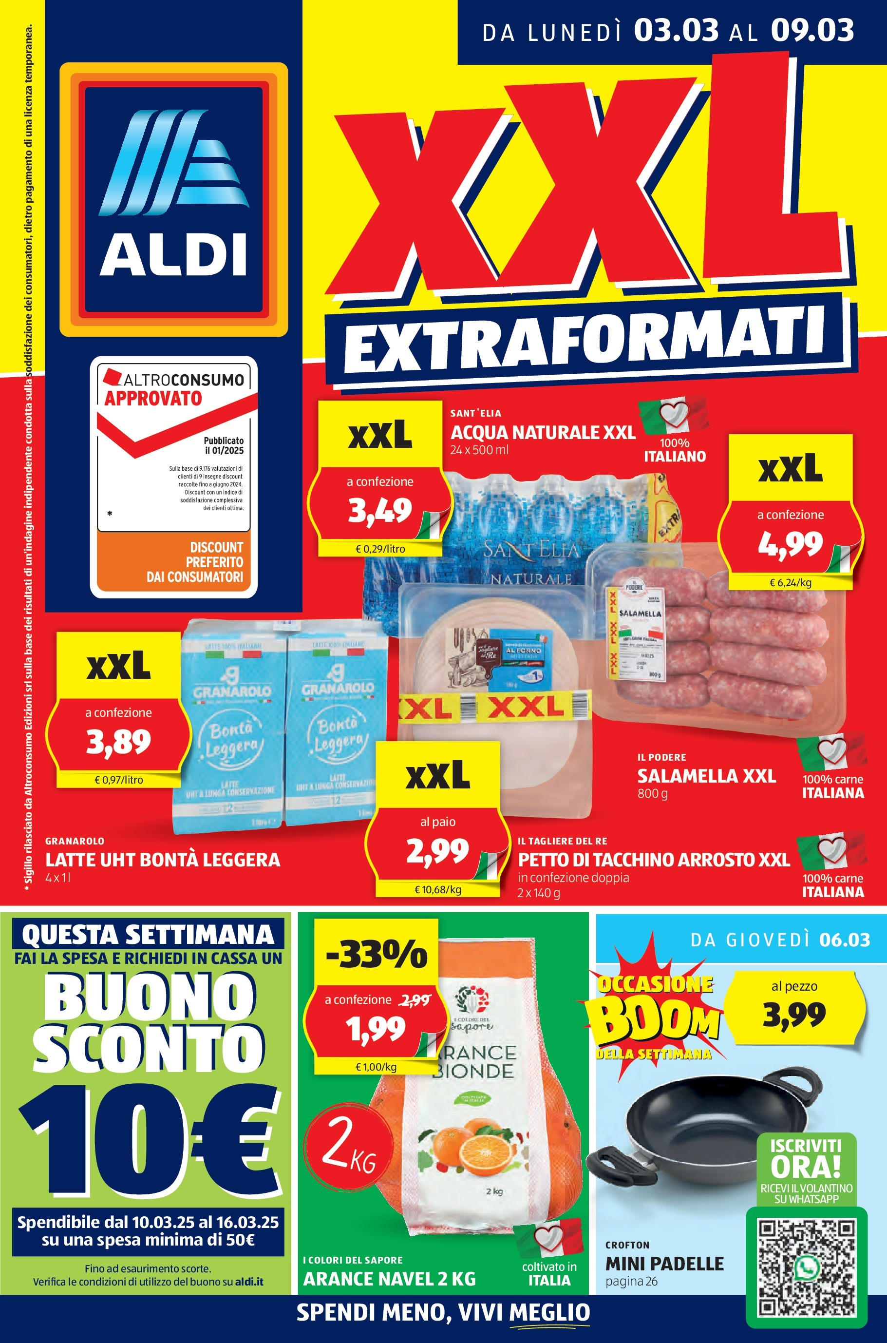 Nuovo Volantino Aldi	 dal 03/03/2025 > offerte anteprima 🛍️ | Pagina: 1 | Prodotti: Salamella, Arance, Acqua, Forno