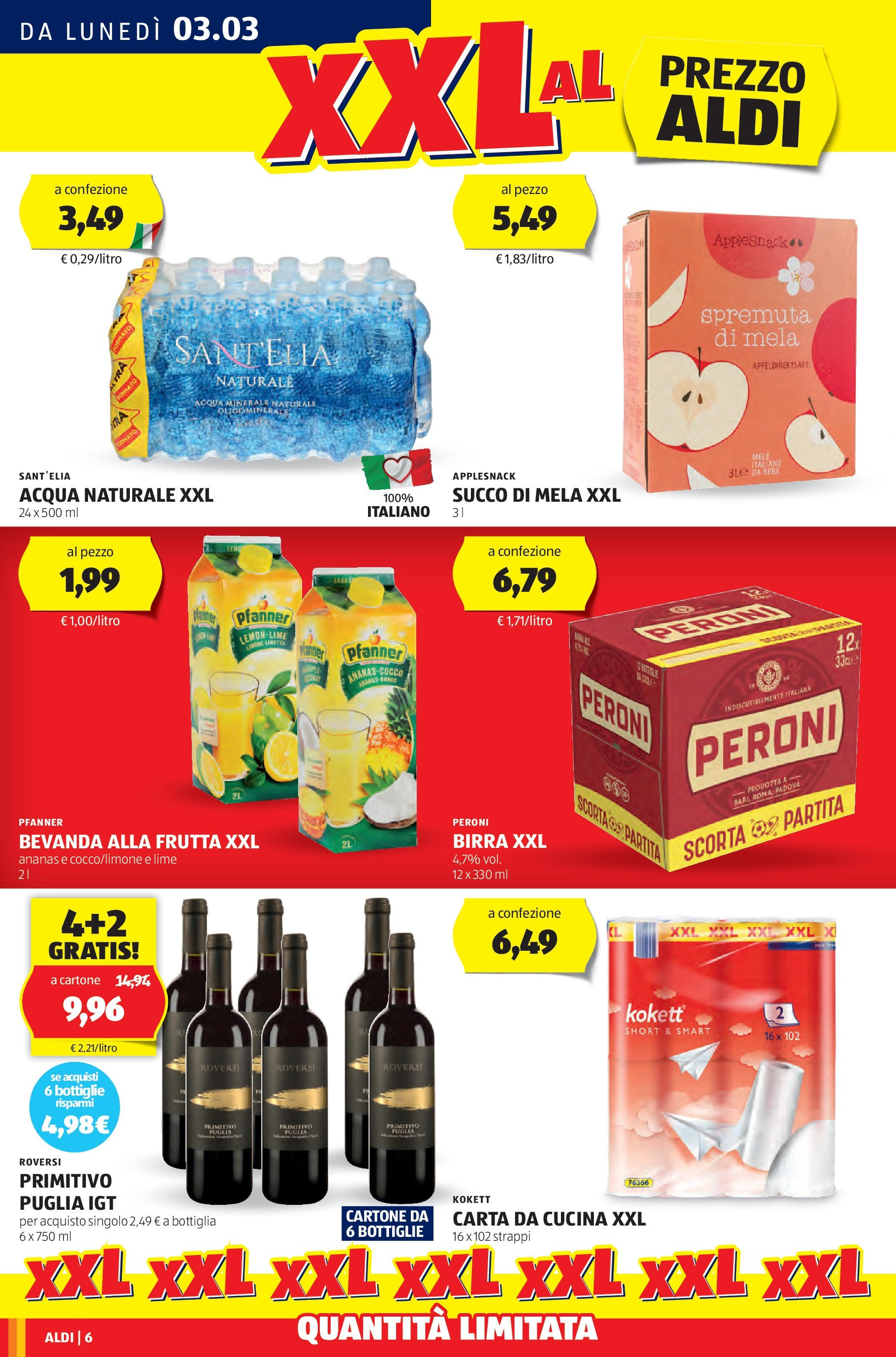 Nuovo Volantino Aldi	 dal 03/03/2025 > offerte anteprima 🛍️ | Pagina: 6 | Prodotti: Succo, Mele, Ananas, Lime