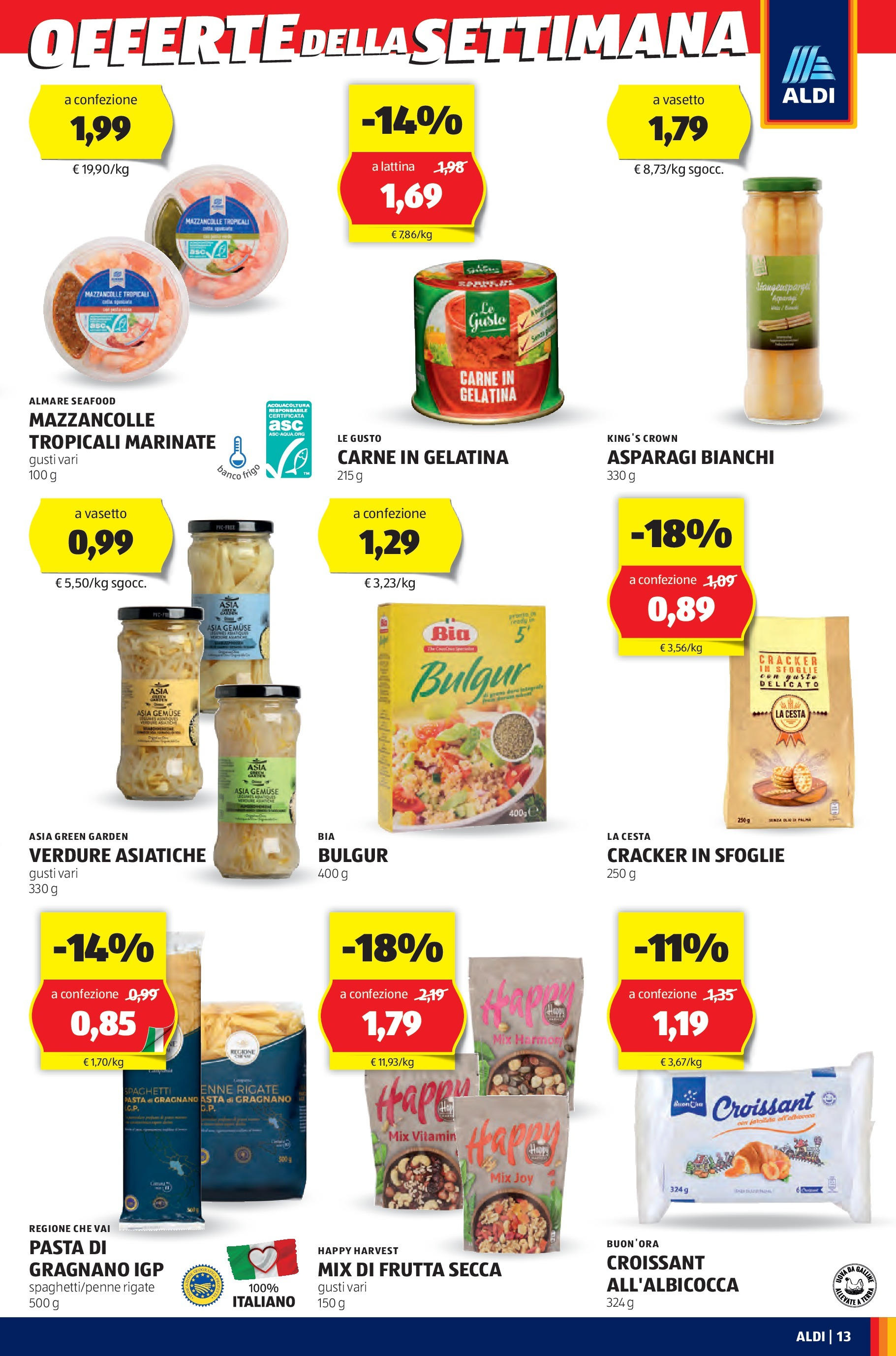 Nuovo Volantino Aldi	 dal 03/03/2025 > offerte anteprima 🛍️ | Pagina: 13 | Prodotti: Mazzancolle, Pasta, Asparagi, Croissant