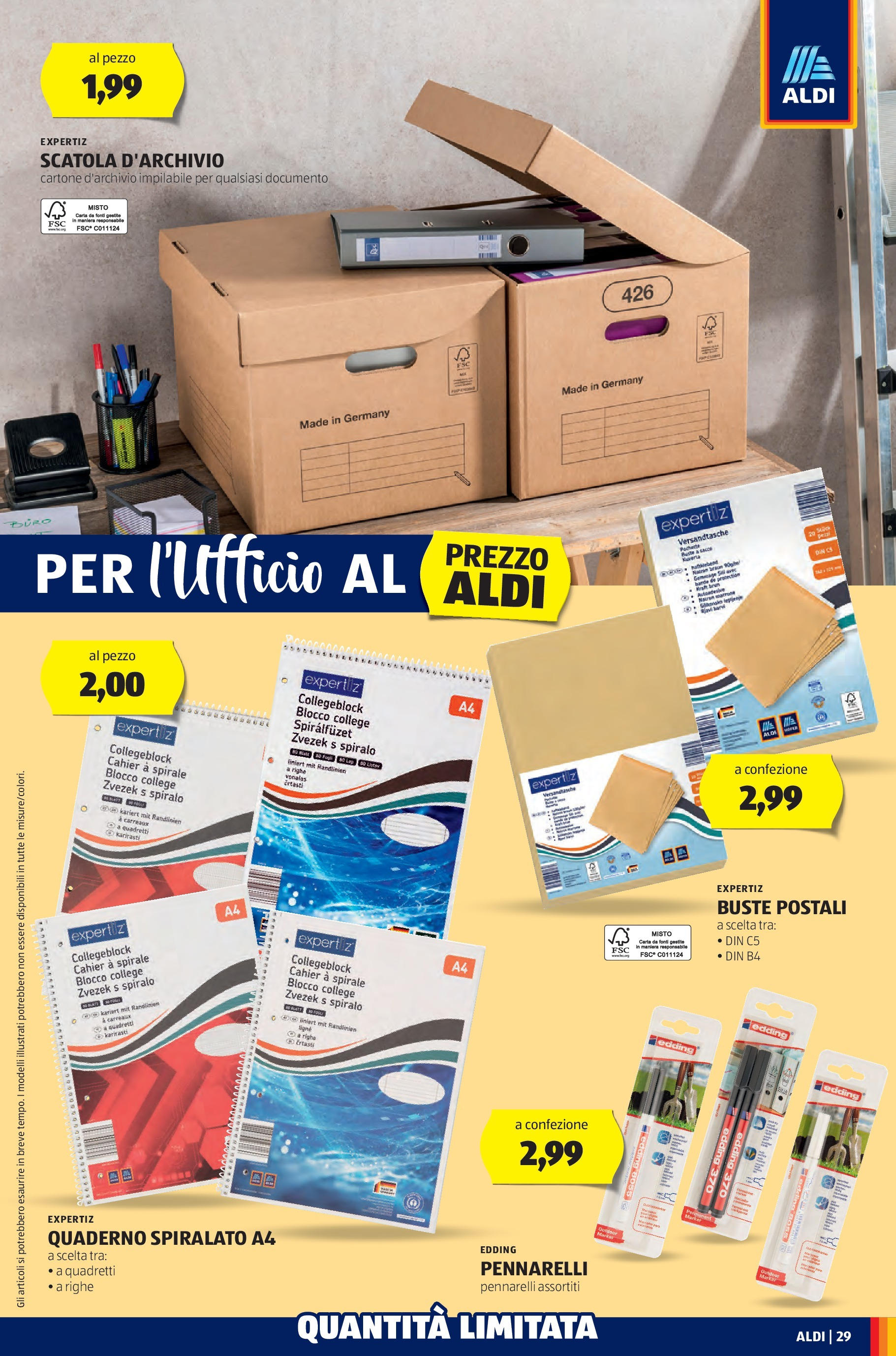 Nuovo Volantino Aldi	 dal 03/03/2025 > offerte anteprima 🛍️ | Pagina: 29 | Prodotti: Quaderno, Pennarelli, Scatola