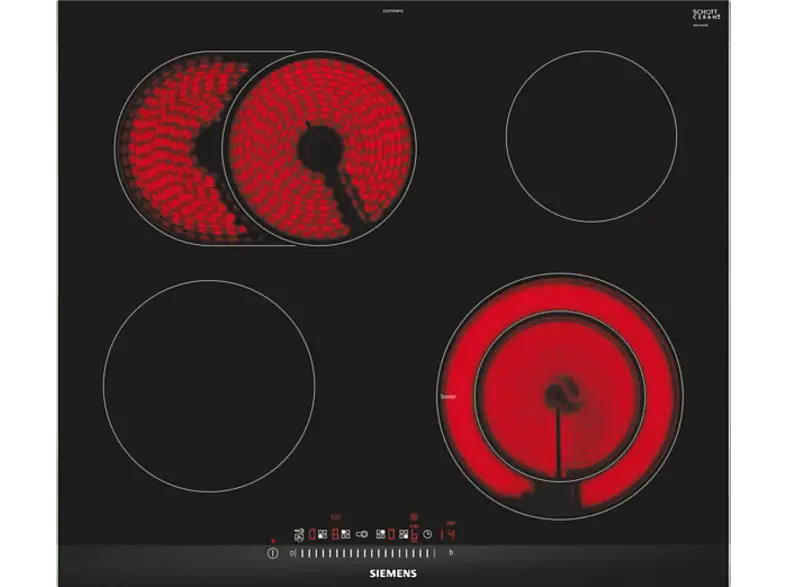 Siemens ET675FNP1E Strahlungsheizungskochfeld (602 mm breit, 4 Kochfelder, Glaskeramik, Autarkes Kochfeld)