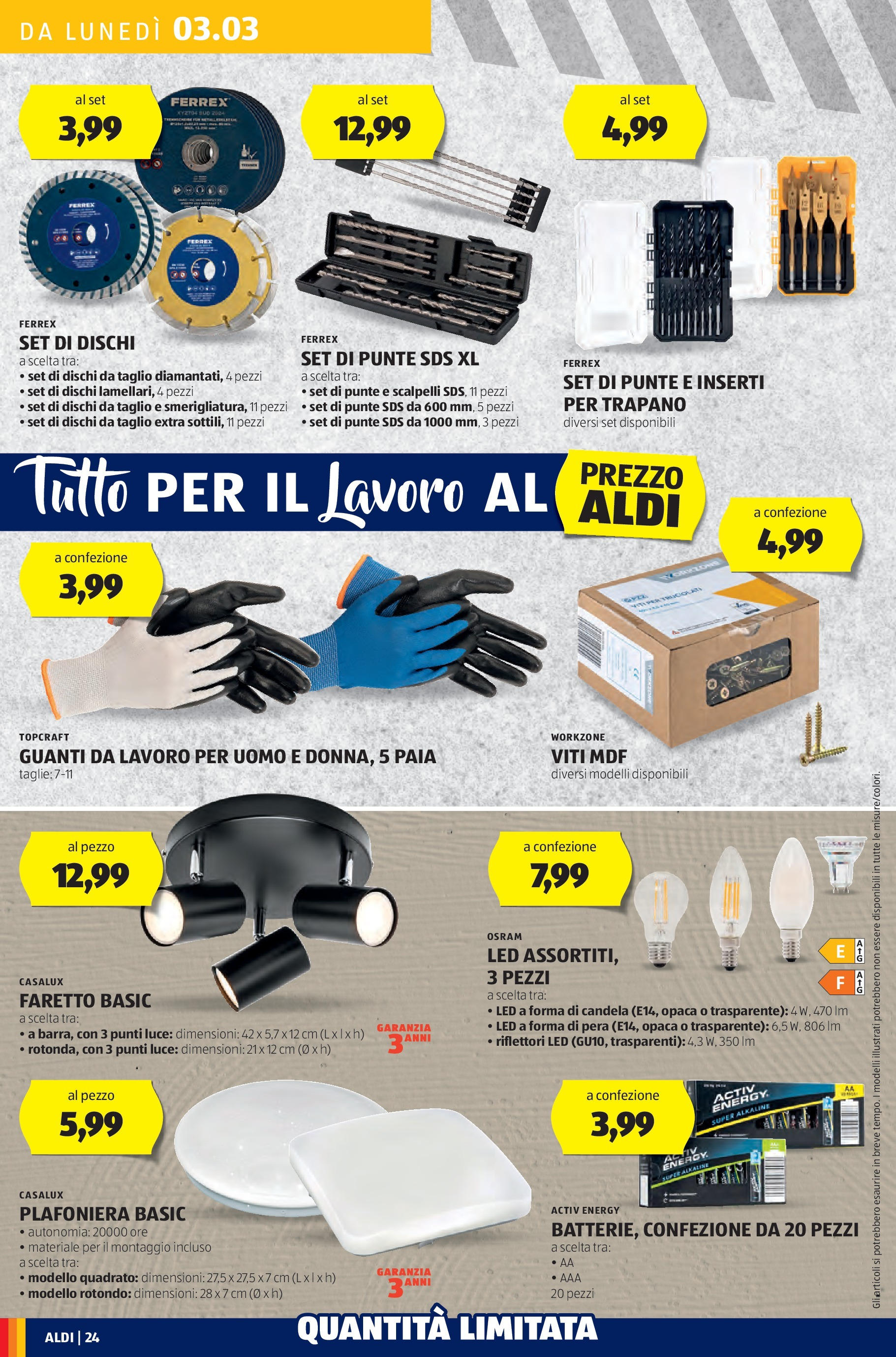 Nuovo Volantino Aldi	 dal 03/03/2025 > offerte anteprima 🛍️ | Pagina: 24 | Prodotti: Guanti, Pera, Trapano, Candela