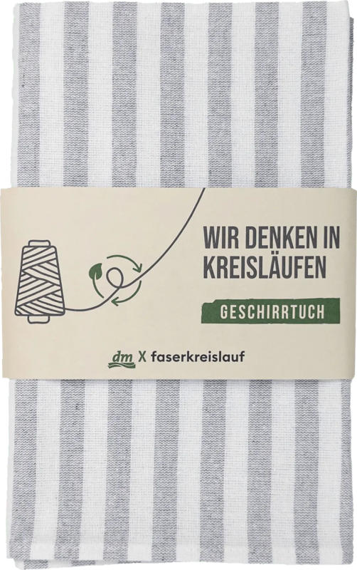 Dekorieren & Einrichten Geschirrtuch aus recycelter Baumwolle, gestreift grau/weiß (70x50 cm)