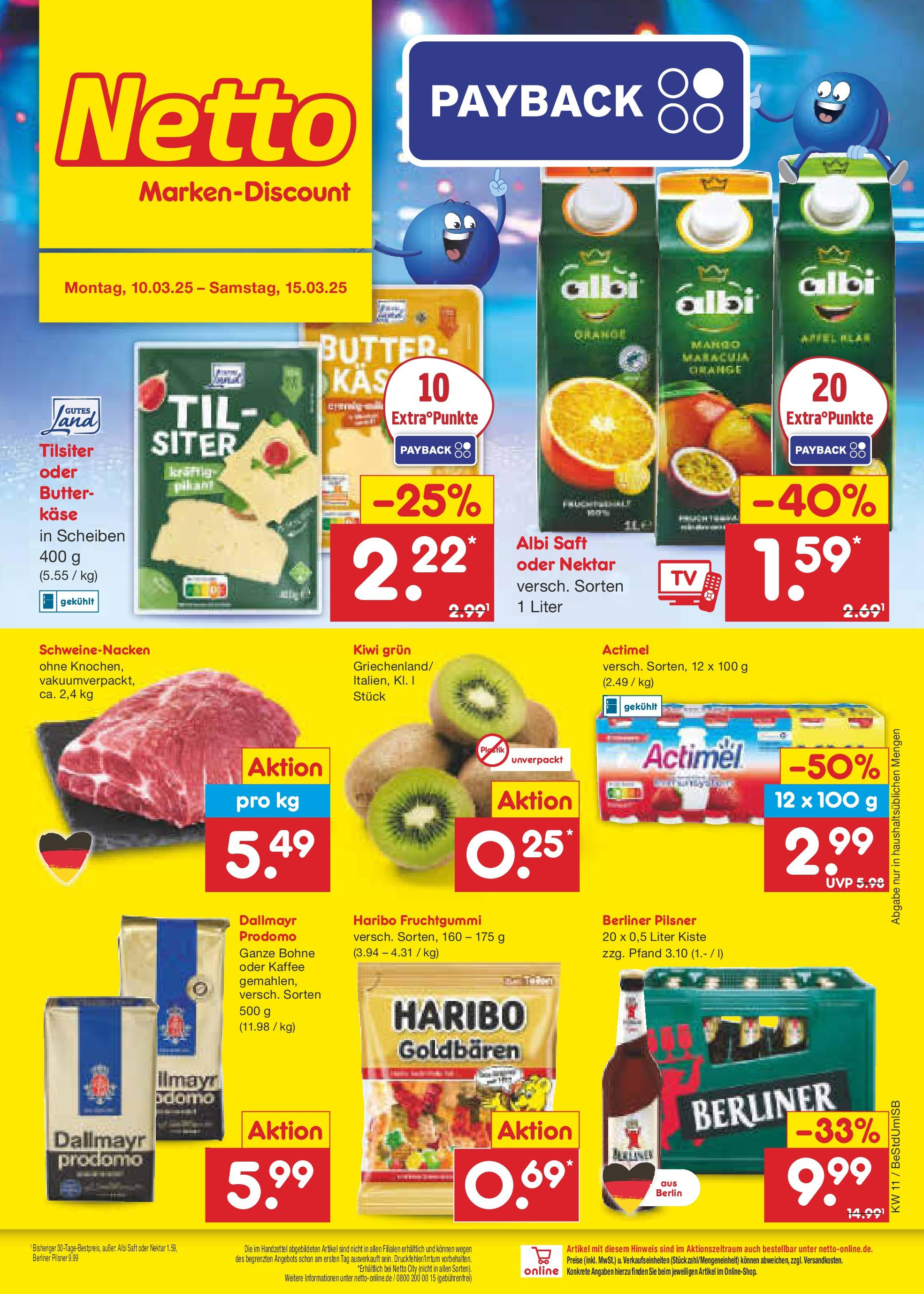 Netto Marken-Discount - Netto: Wochenangebote (ab 09.03.2025) » Angebote | Seite: 1 | Produkte: Berliner, Haribo, Butter, Schweinenacken