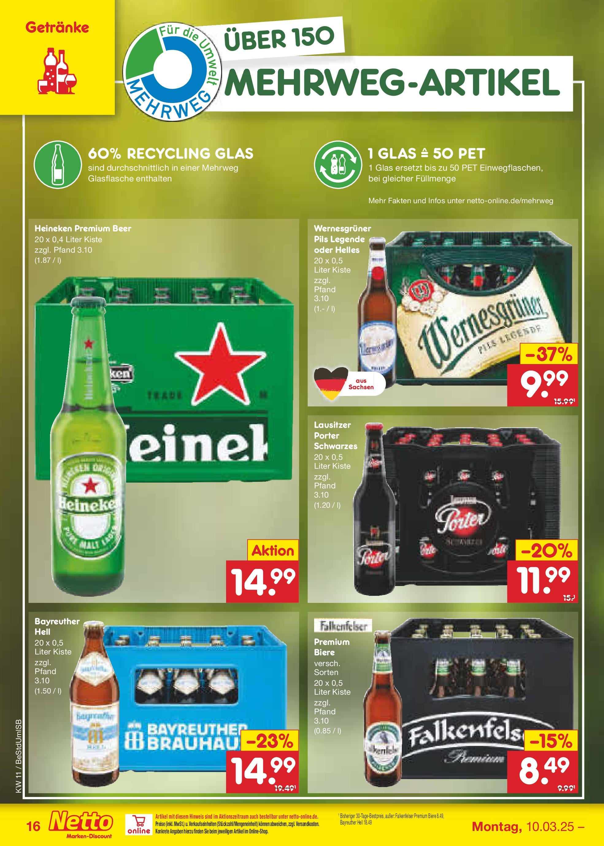 Netto Marken-Discount - Netto: Wochenangebote (ab 09.03.2025) » Angebote | Seite: 24 | Produkte: Pils, Wernesgruner, Heineken