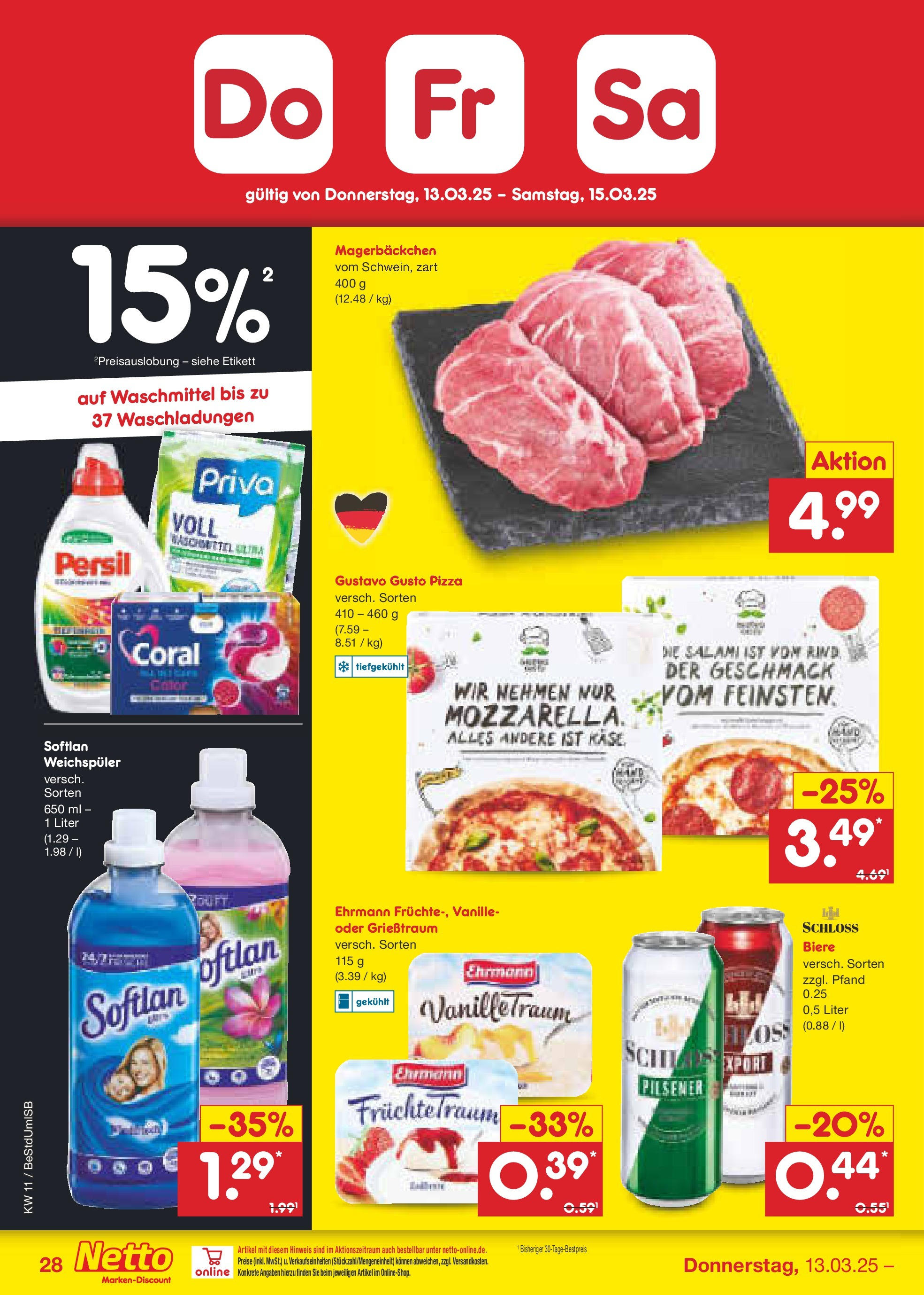 Netto Marken-Discount - Netto: Wochenangebote (ab 09.03.2025) » Angebote | Seite: 44 | Produkte: Coral, Weichspüler, Salami, Persil