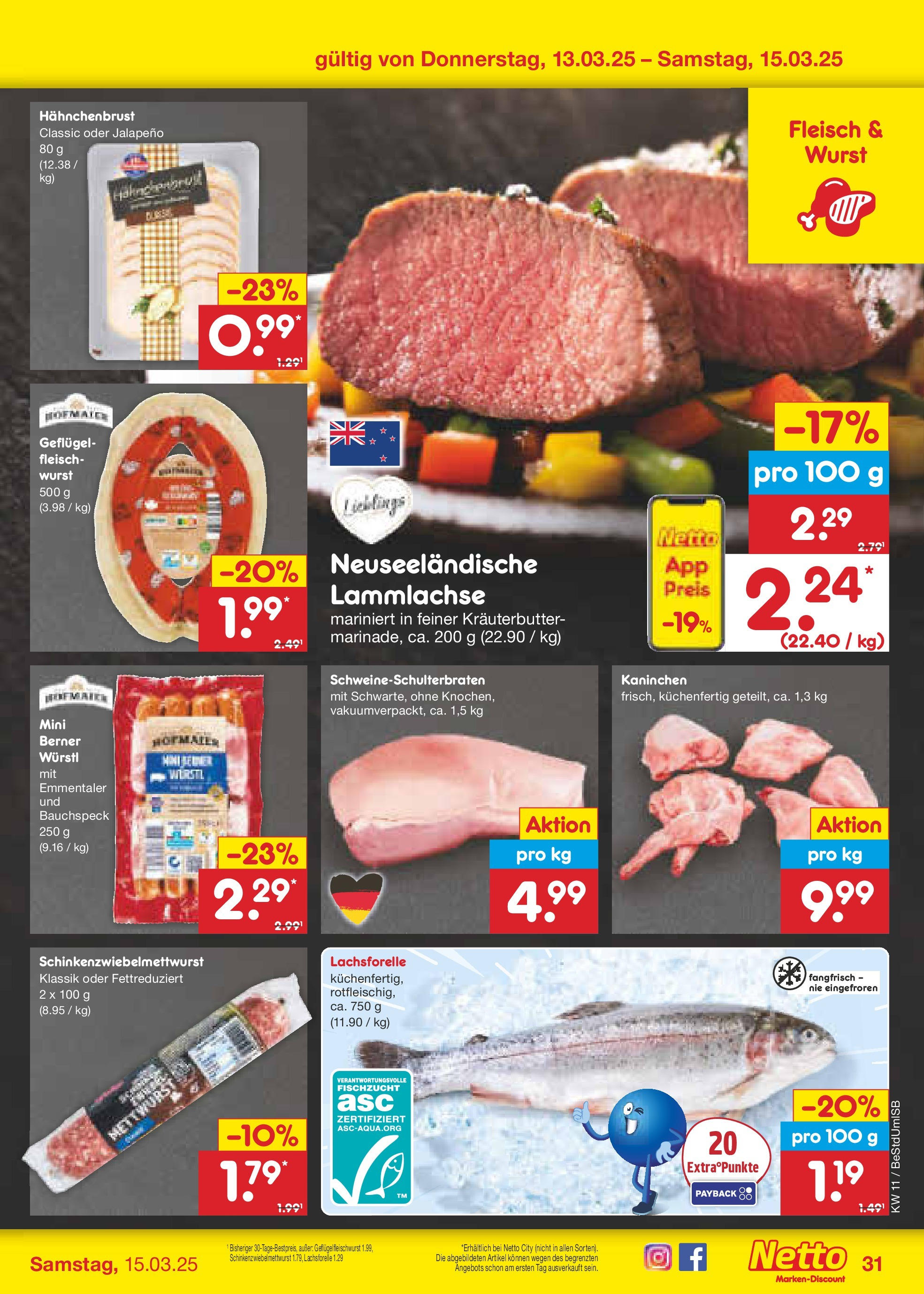 Netto Marken-Discount - Netto: Wochenangebote (ab 09.03.2025) » Angebote | Seite: 47 | Produkte: Kaninchen, Würstl, Wurst, Fleisch