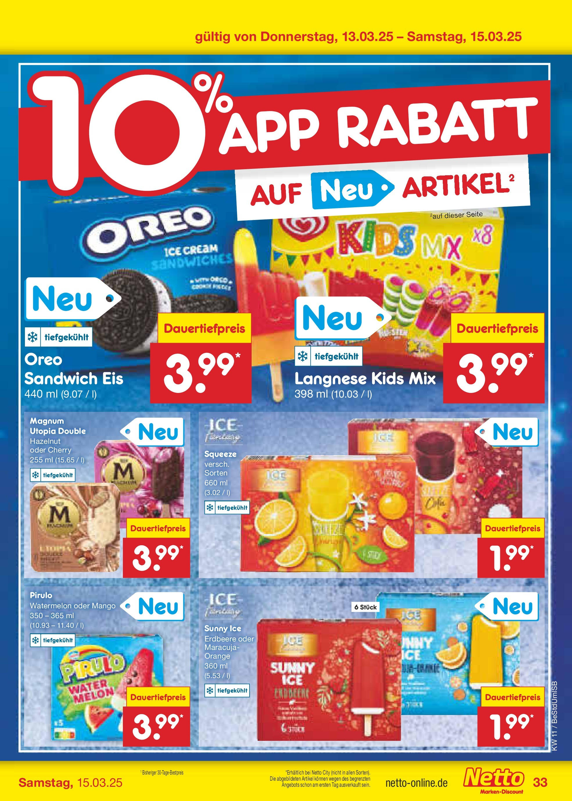 Netto Marken-Discount - Netto: Wochenangebote (ab 09.03.2025) » Angebote | Seite: 49 | Produkte: Langnese, Mango, Eis