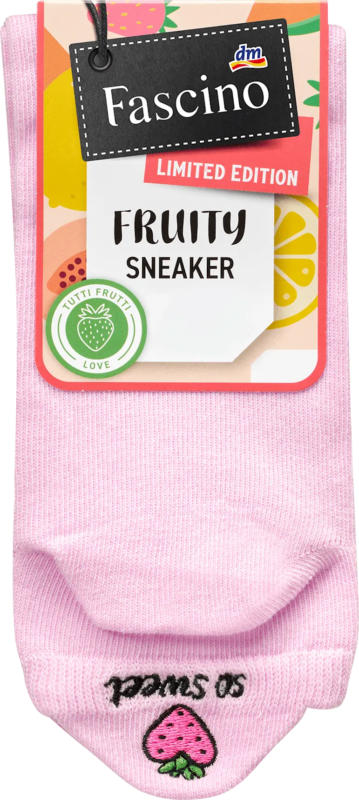 Fascino Sneakersocken mit Fersenmotiv Erdbeere rosa Gr. 39-42