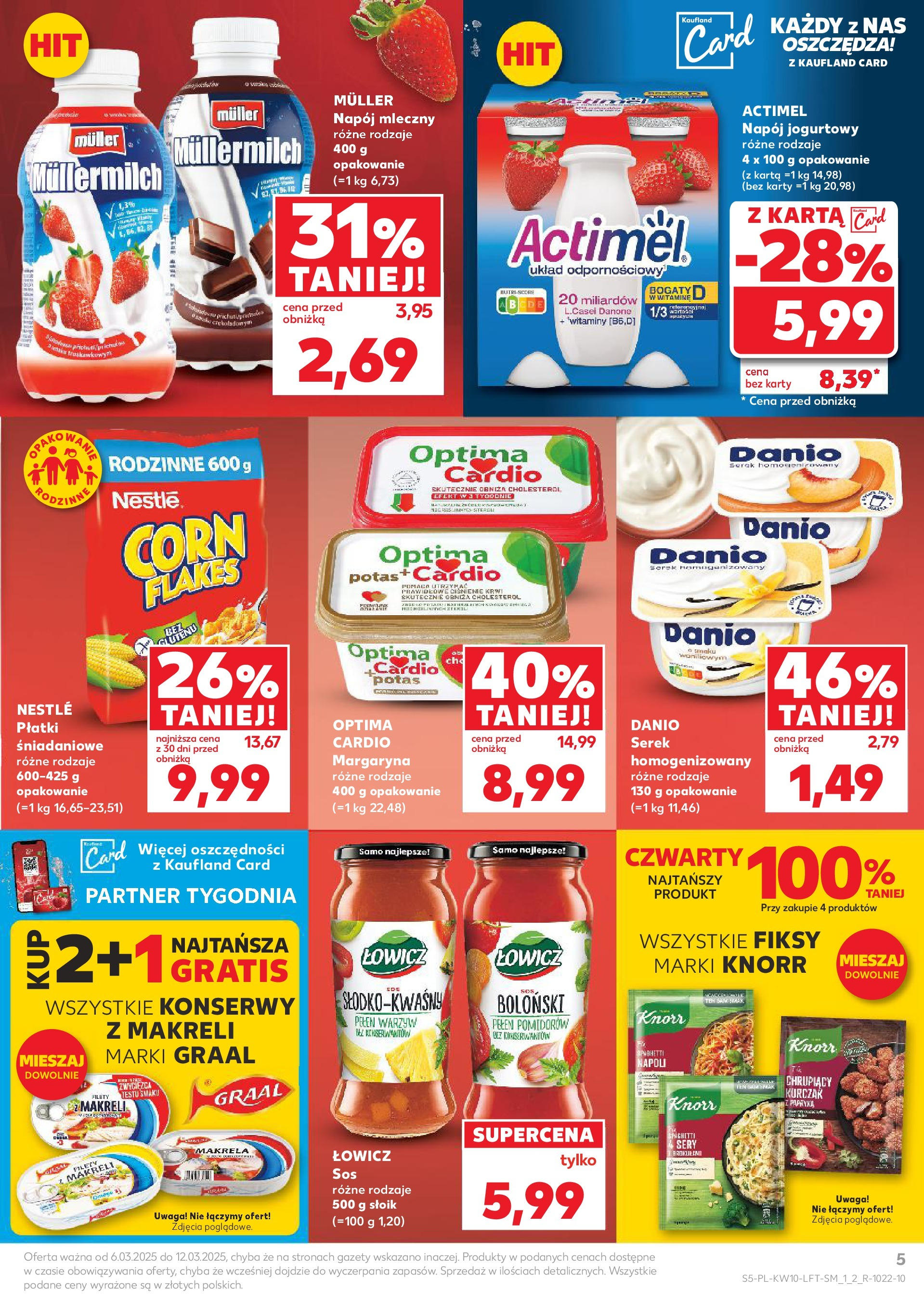 Kaufland gazetka od 06.03.2025 - od jutra PDF | Strona: 5 | Produkty: Karta, Serek homogenizowany, Optima cardio, Sery