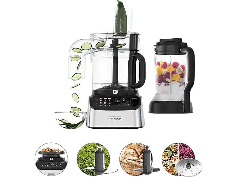 Kenwood MultiPro OneTouch FDM73.480SS Küchenmaschine und Standmixer Schwarz/Edelstahl (1000 Watt)