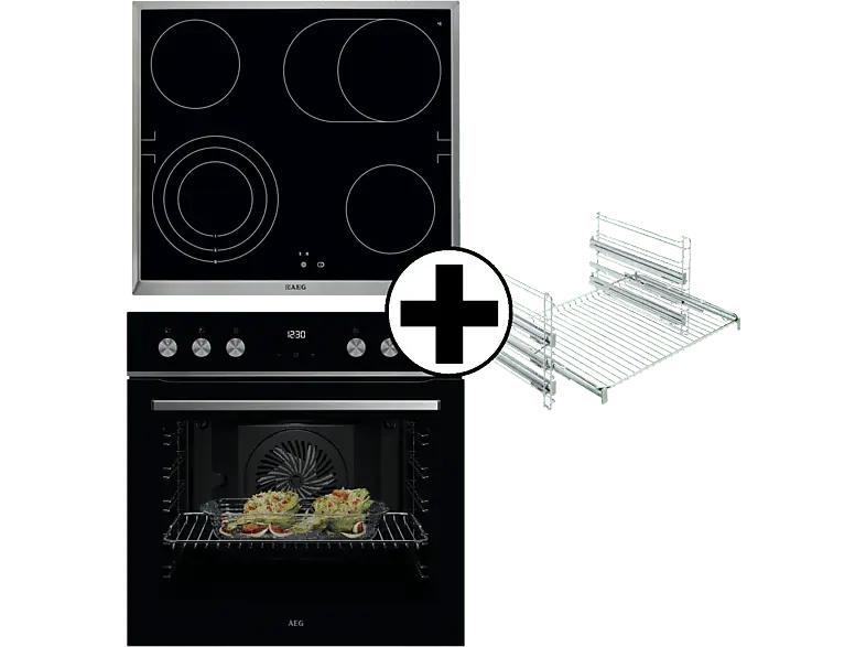 AEG OU5AE22AB SurroundCook®, Herd inkl. Kochfeld und Backauszug (Strahlungsheizungskochfeld, A+, 71 l)