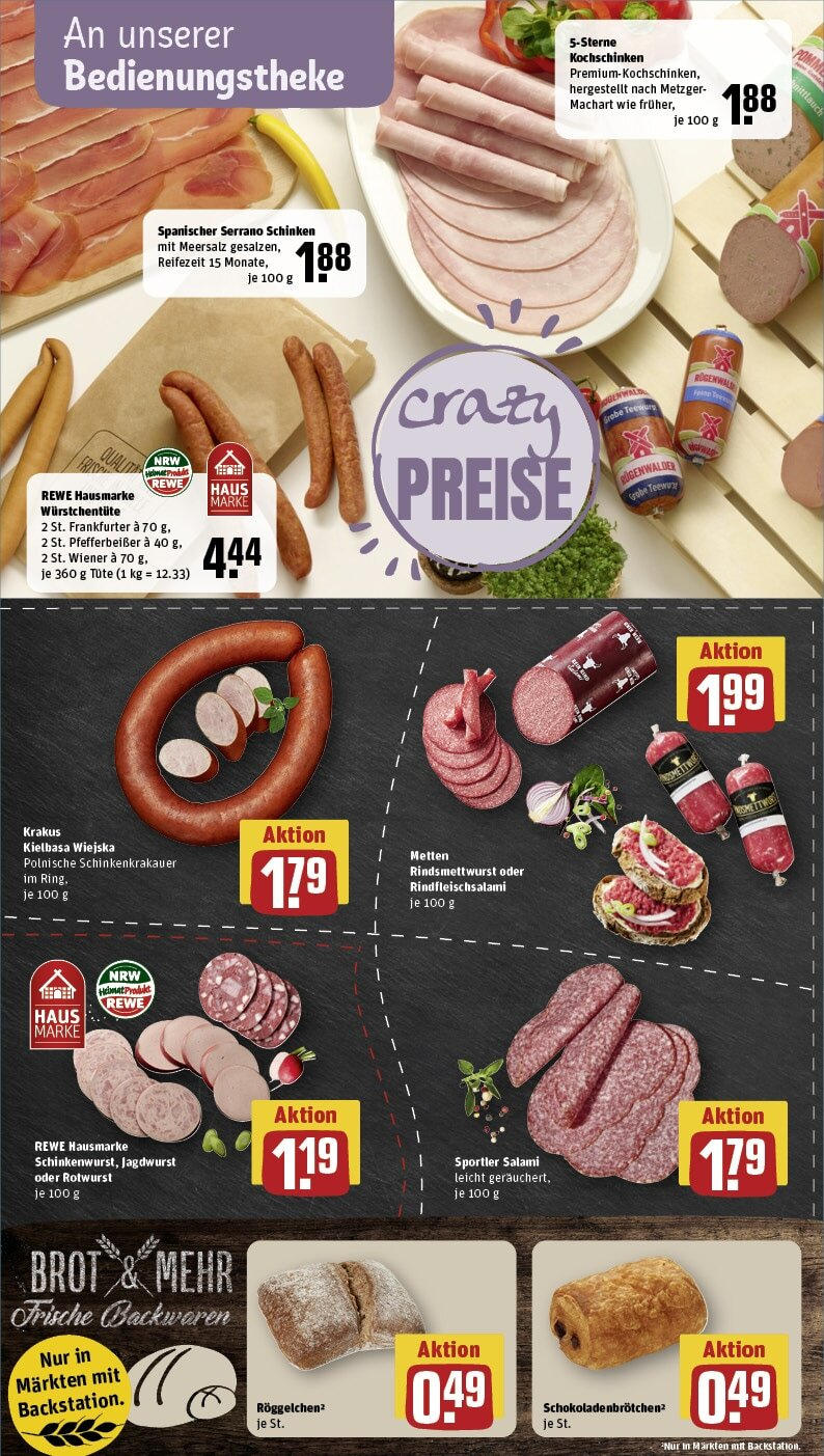 Rewe - Rewe: Wochenangebote (ab 10.03.2025) zum Blättern » Angebote | Seite: 10 | Produkte: Brot, Salami, Serrano schinken, Schinken