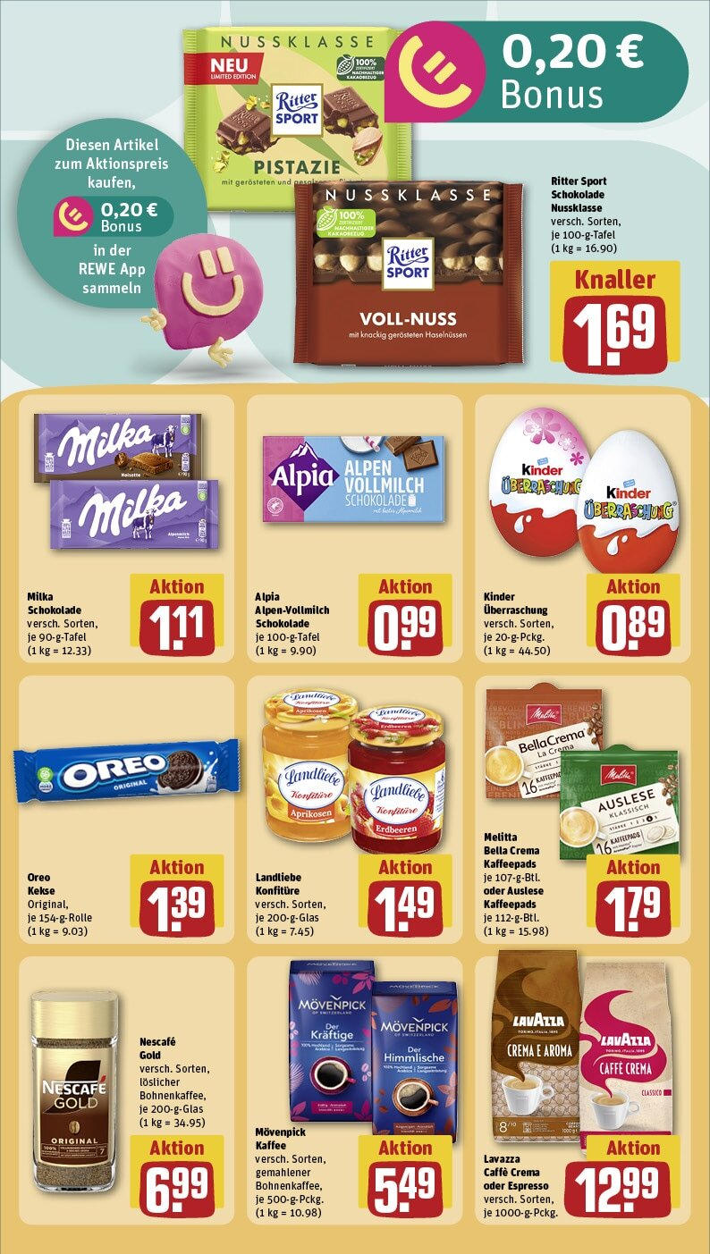 Rewe - Rewe: Wochenangebote (ab 10.03.2025) zum Blättern » Angebote | Seite: 23 | Produkte: Kinder schokolade, Lavazza, Schokolade, Ritter sport