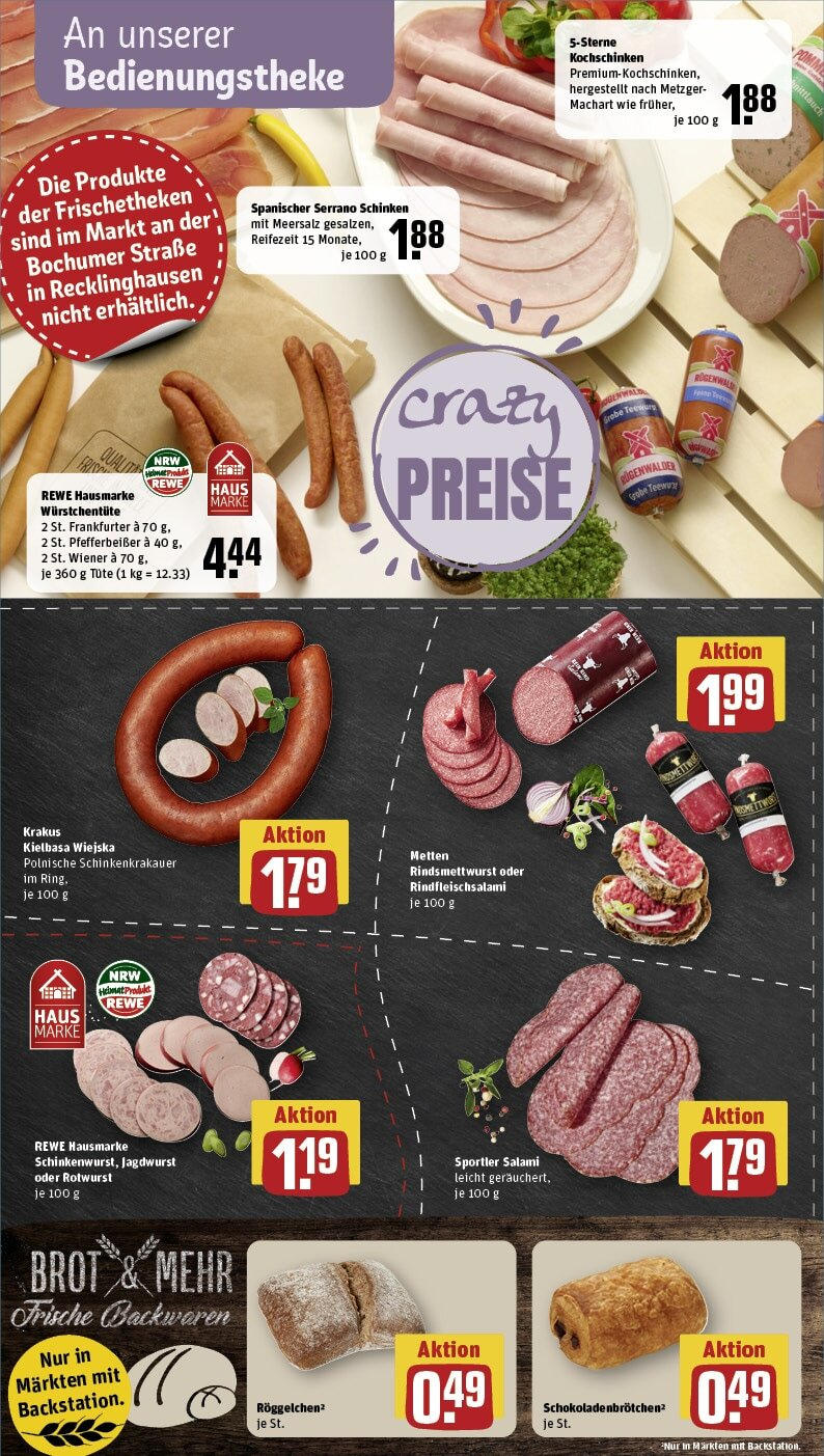 Rewe - Rewe: Wochenangebote (ab 10.03.2025) zum Blättern » Angebote | Seite: 10 | Produkte: Brot, Salami, Serrano schinken, Schinken