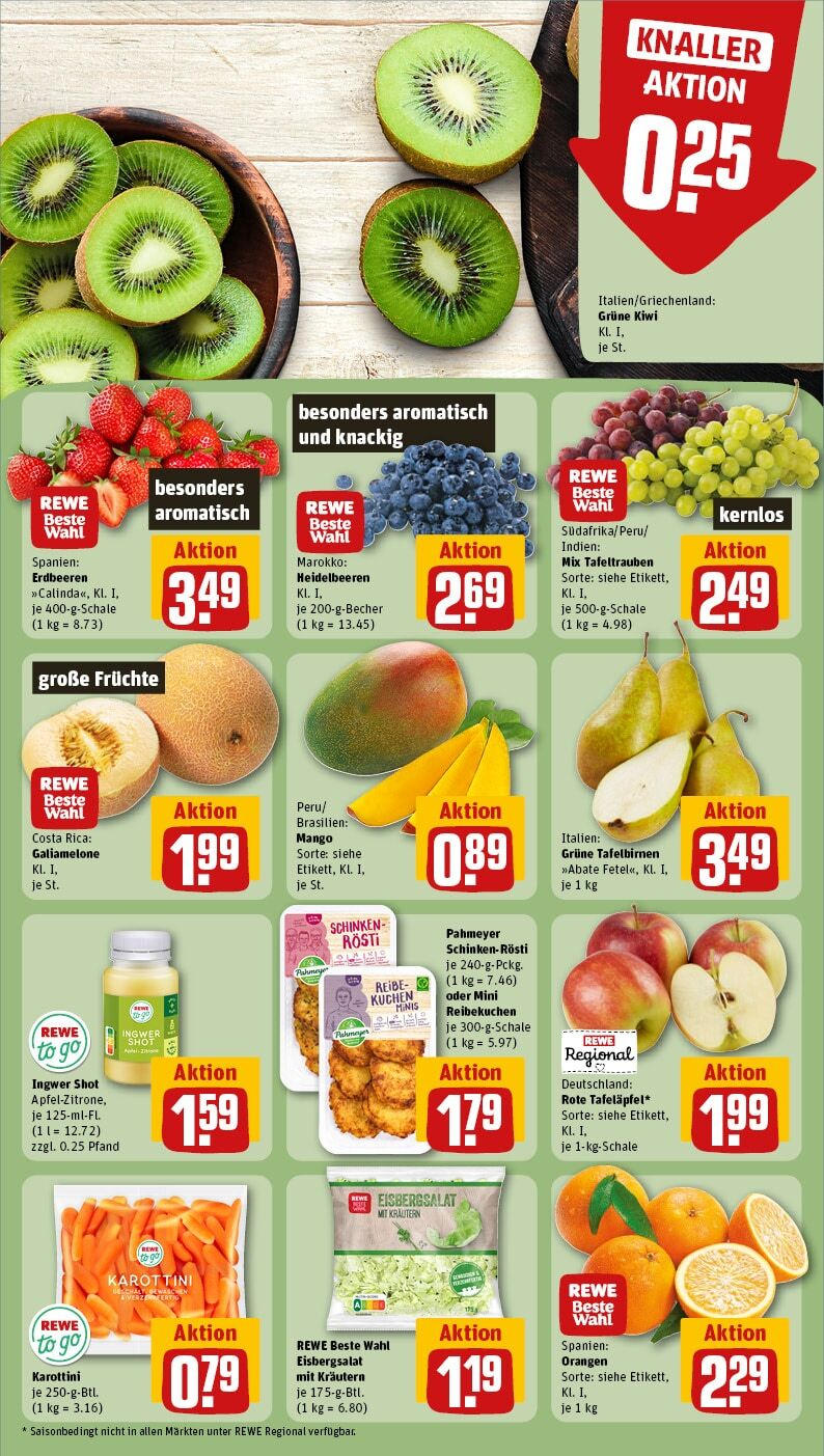 Rewe - Rewe: Wochenangebote (ab 10.03.2025) zum Blättern » Angebote | Seite: 8 | Produkte: Eisbergsalat, Heidelbeeren, Schinken, Kuchen