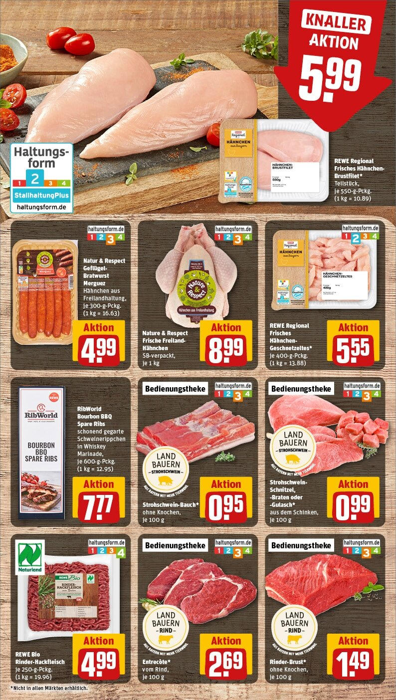 Rewe - Rewe: Wochenangebote (ab 10.03.2025) zum Blättern » Angebote | Seite: 10 | Produkte: Hahnchen, Bratwurst, Spare ribs, Whiskey