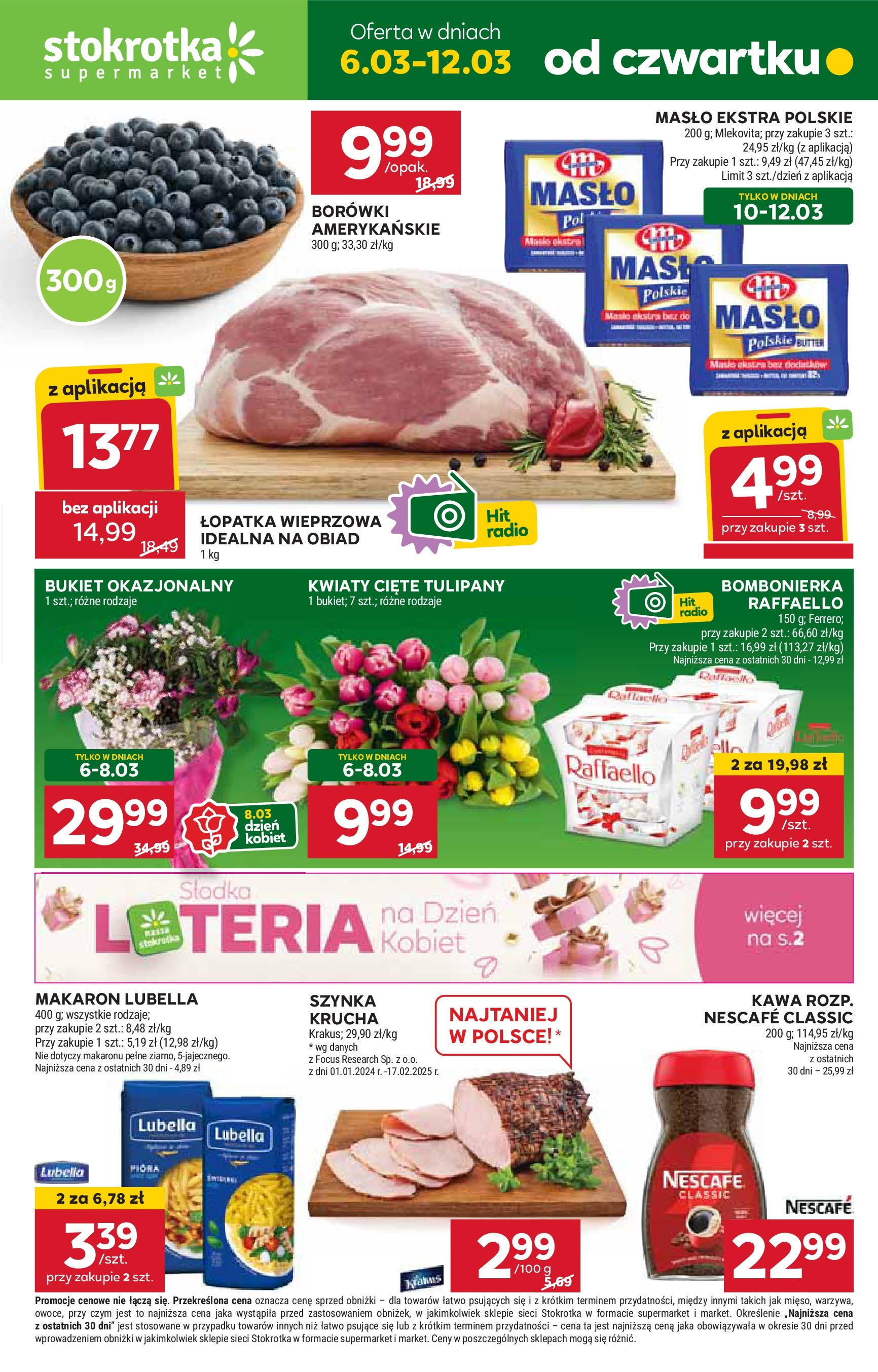 Stokrotka Gazetka 06.03.2025 - Promocje online | Strona: 1 | Produkty: Bombonierka, Łopatka wieprzowa, Masło, Tulipany