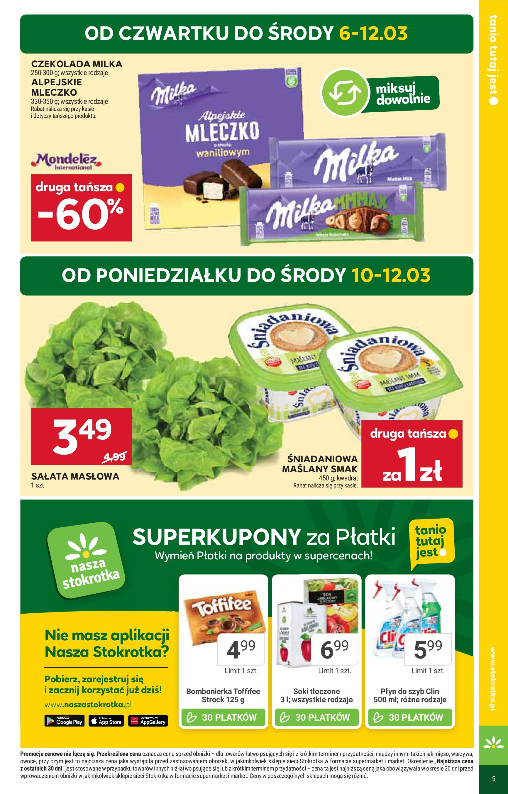 Stokrotka Gazetka 06.03.2025 - Promocje online | Strona: 5 | Produkty: Płyn do szyb Clin, Bombonierka, Toffifee, Milka