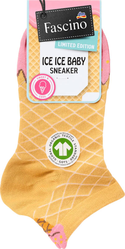 Fascino Sneakersocken mit Eis-Motiv beige Gr. 35-38