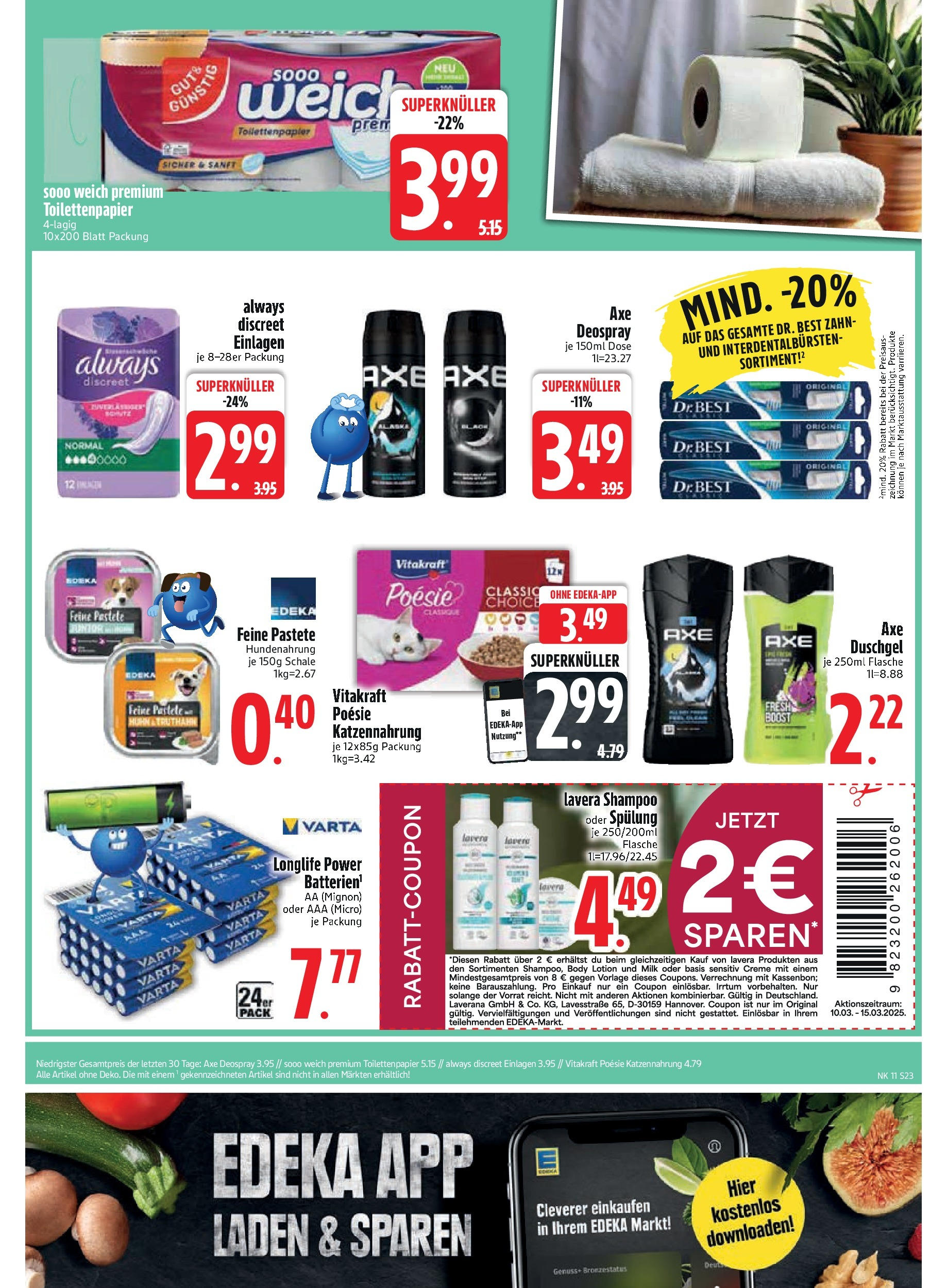 Edeka - EDEKA: Wochenangebote (ab 09.03.2025) » Angebote Online | Seite: 25 | Produkte: Axe, Body Lotion, Deospray, Toilettenpapier