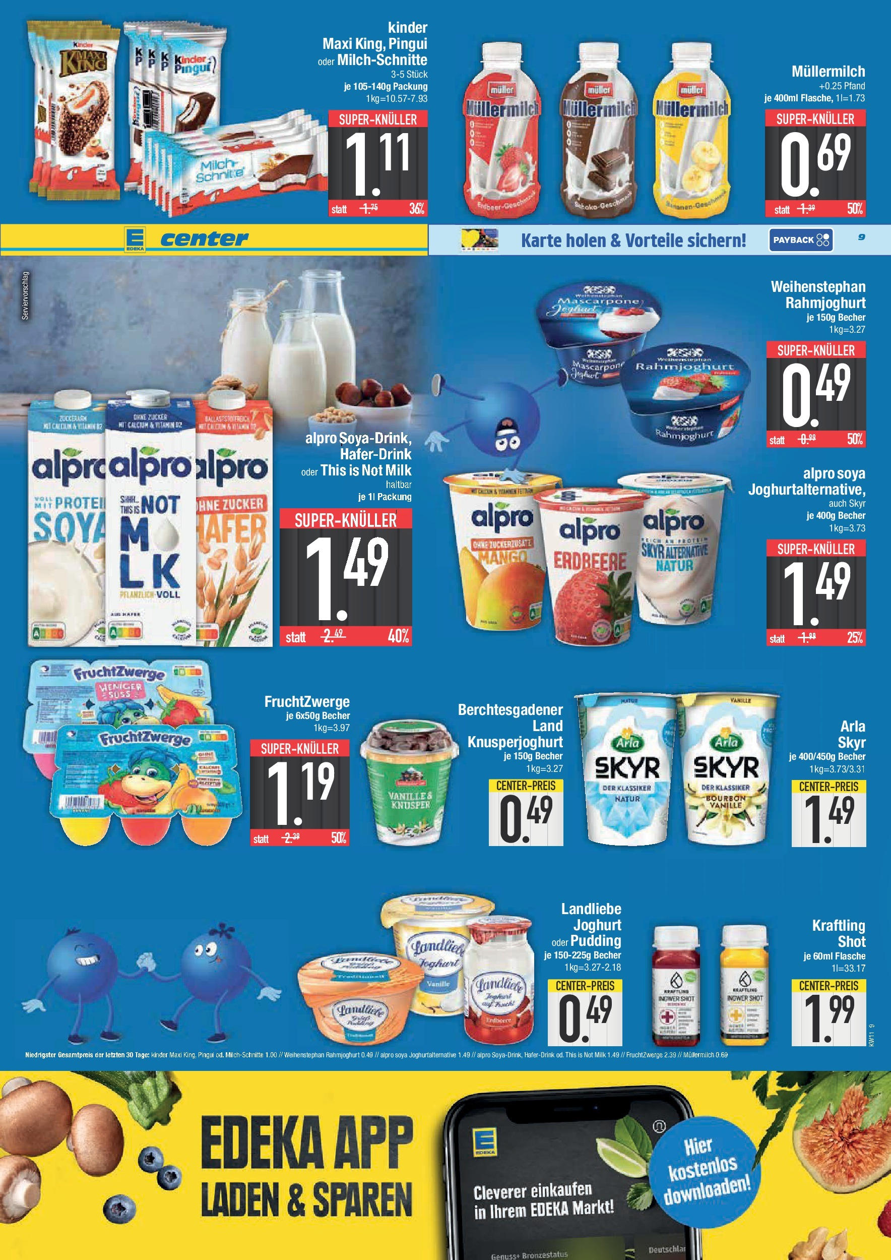 Edeka - E center: Wochenangebote (ab 09.03.2025) » Angebote Online | Seite: 9 | Produkte: Mascarpone, Pudding, Alpro, Landliebe joghurt