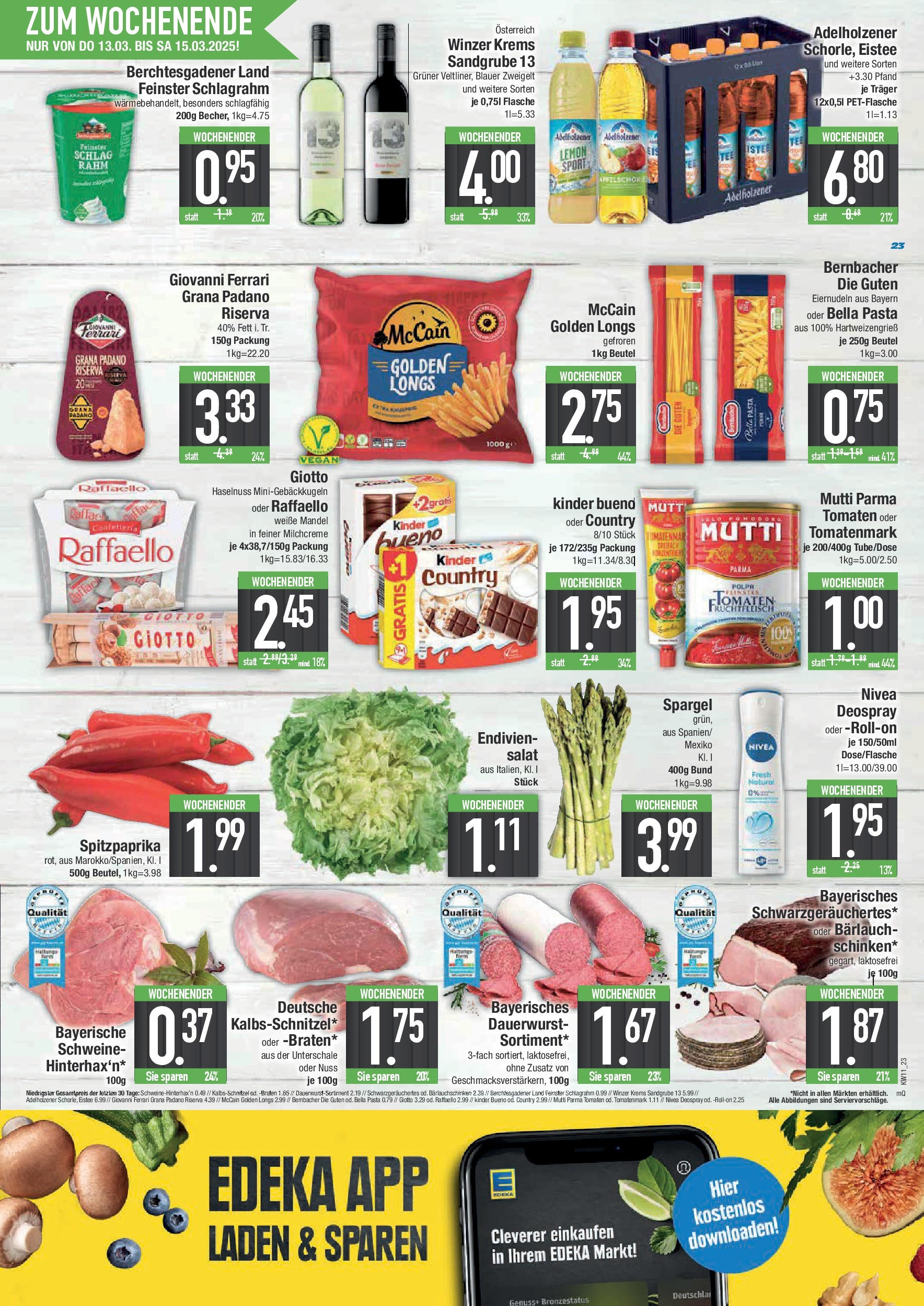 Edeka - E center: Wochenangebote (ab 09.03.2025) » Angebote Online | Seite: 23 | Produkte: Raffaello, Adelholzener, Tomaten, Spargel