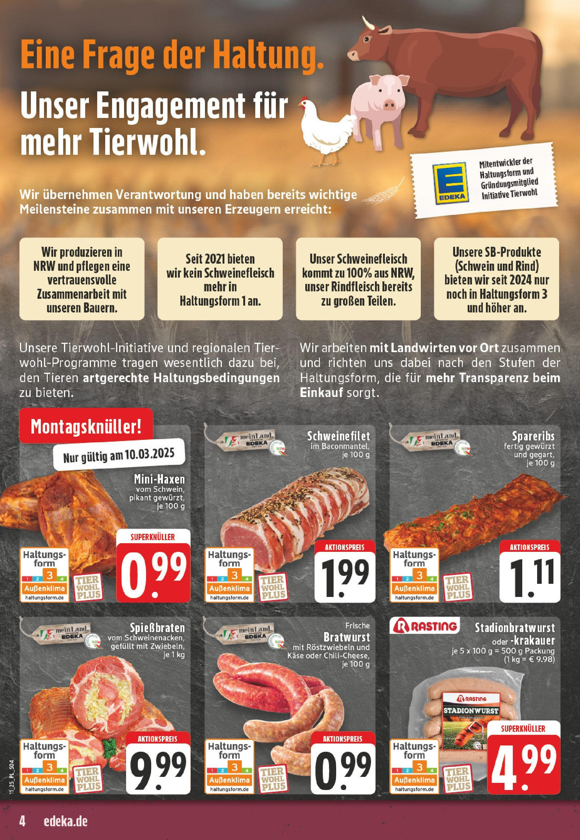 Edeka - EDEKA: Wochenangebote (ab 09.03.2025) » Angebote Online | Seite: 4 | Produkte: Käse, Bratwurst, Wurst, Schweinefleisch