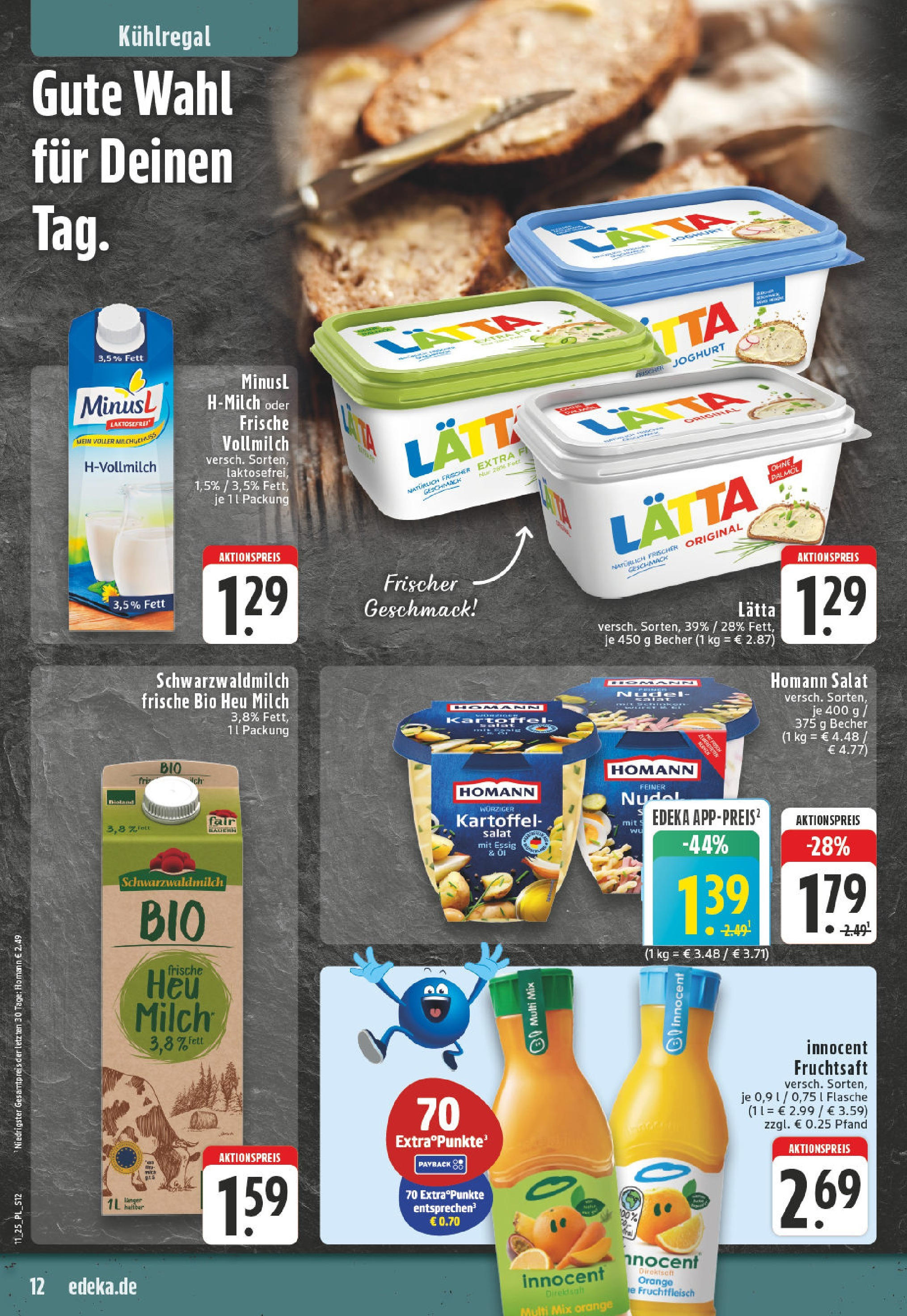 Edeka - EDEKA: Wochenangebote (ab 09.03.2025) » Angebote Online | Seite: 12 | Produkte: Milch, Lätta, Fruchtsaft, Salat