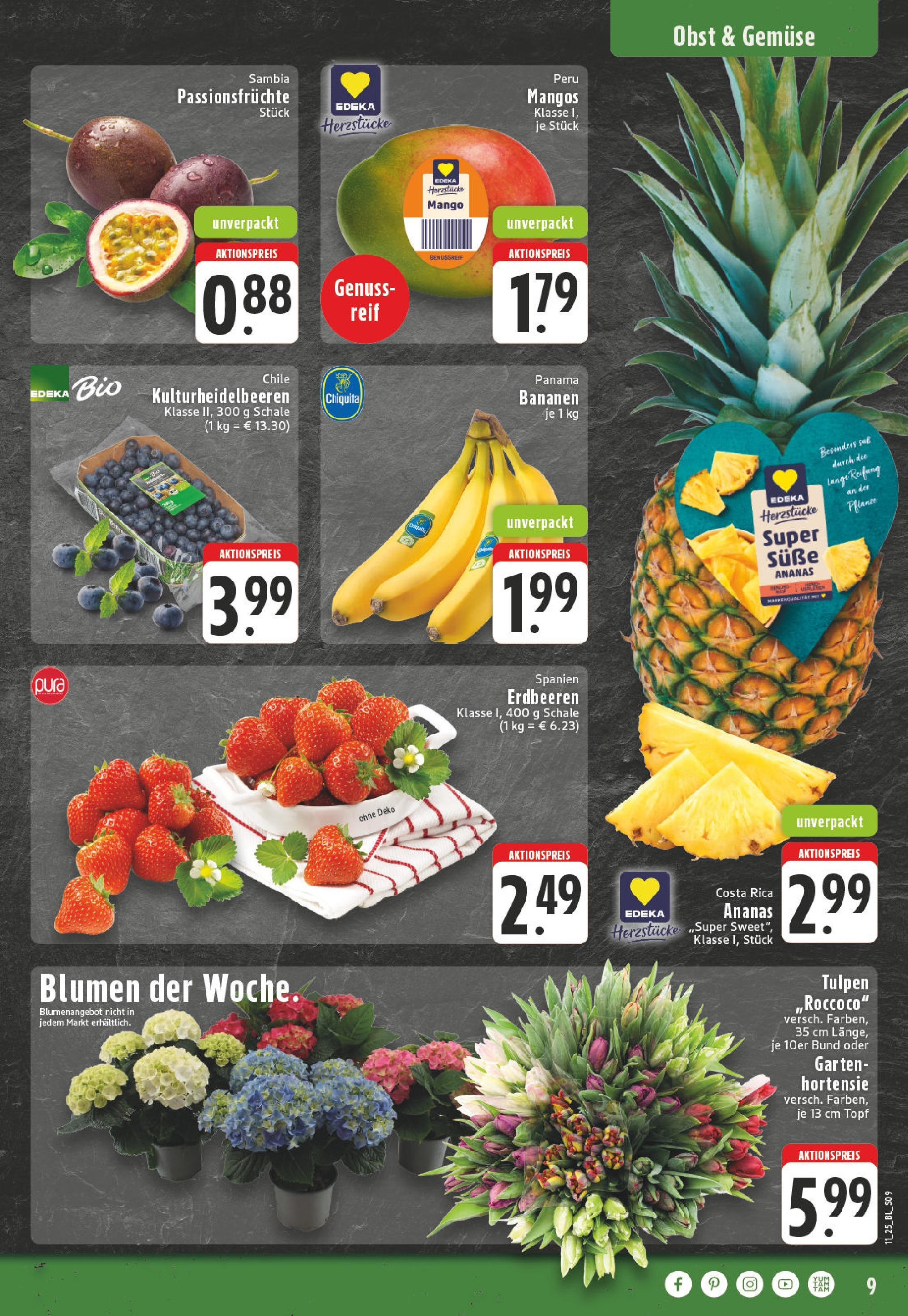 Edeka - EDEKA: Wochenangebote (ab 09.03.2025) » Angebote Online | Seite: 9 | Produkte: Blumen, Bananen, Ananas, Obst