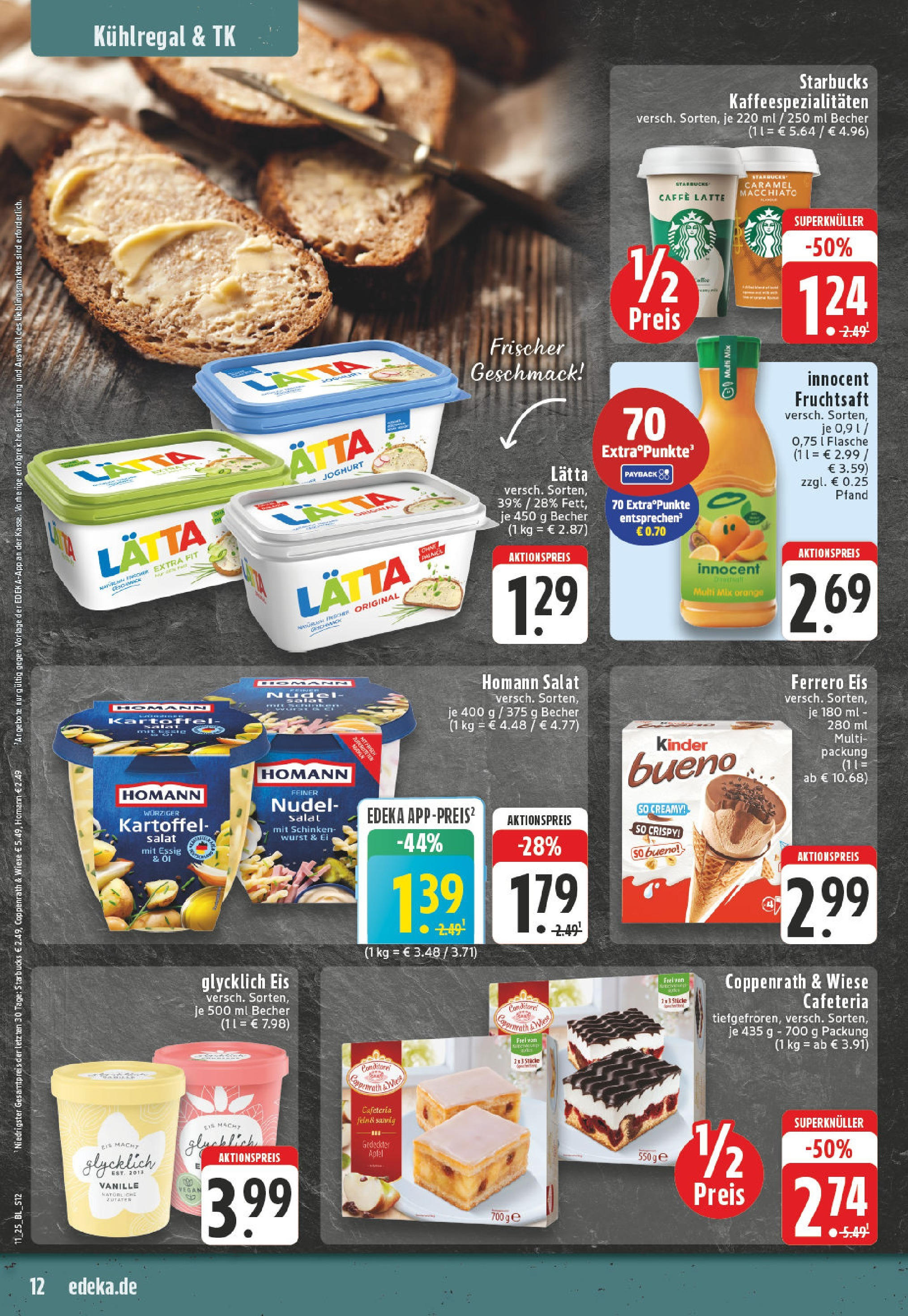 Edeka - EDEKA: Wochenangebote (ab 09.03.2025) » Angebote Online | Seite: 12 | Produkte: Starbucks, Lätta, Fruchtsaft, Salat